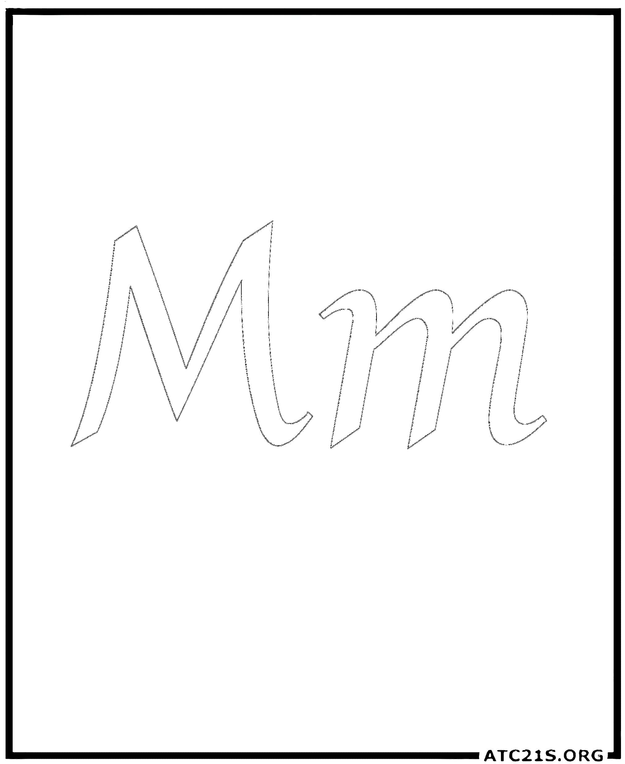 Letter M calligraphy coloring page