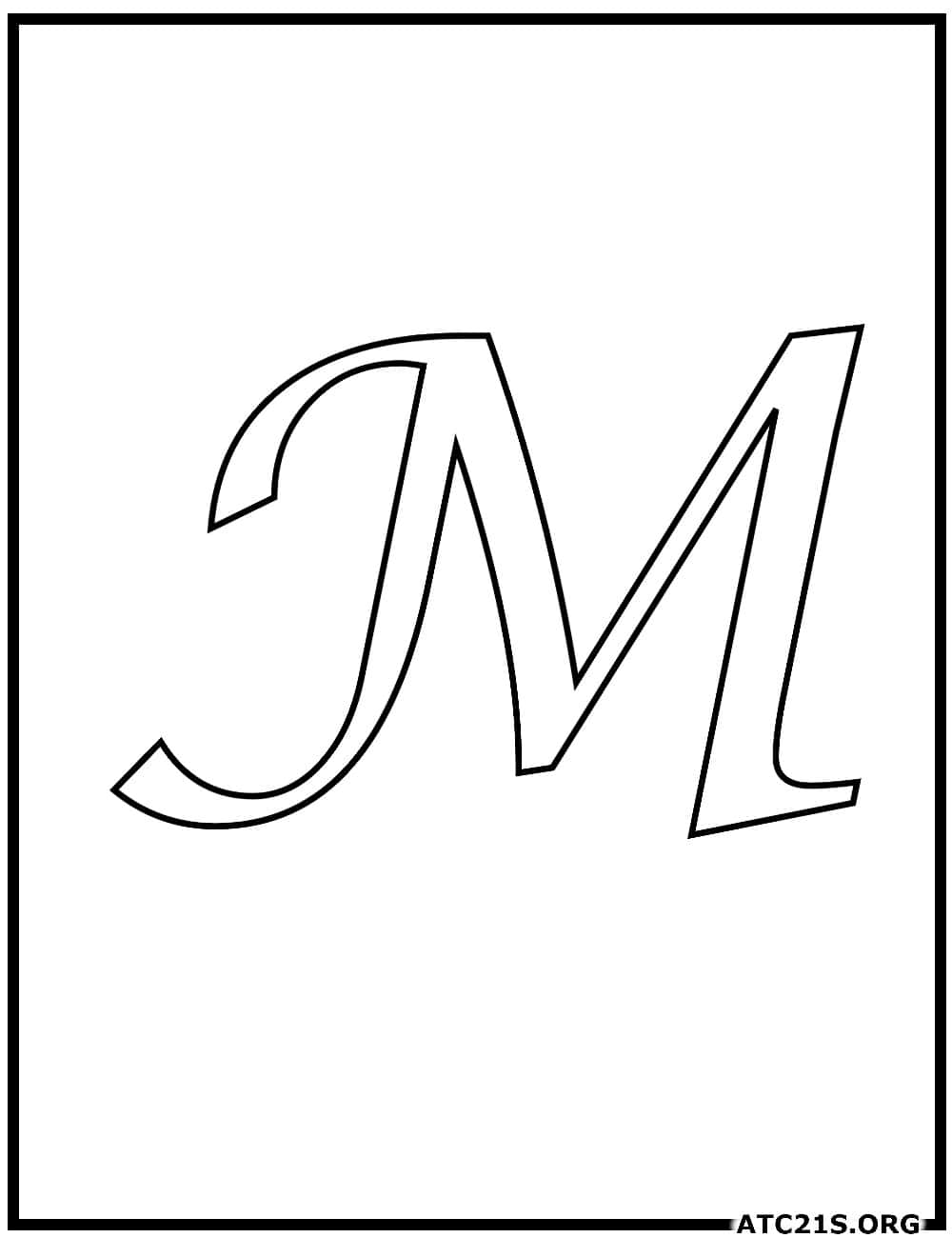Letter M calligraphy uppercase coloring page