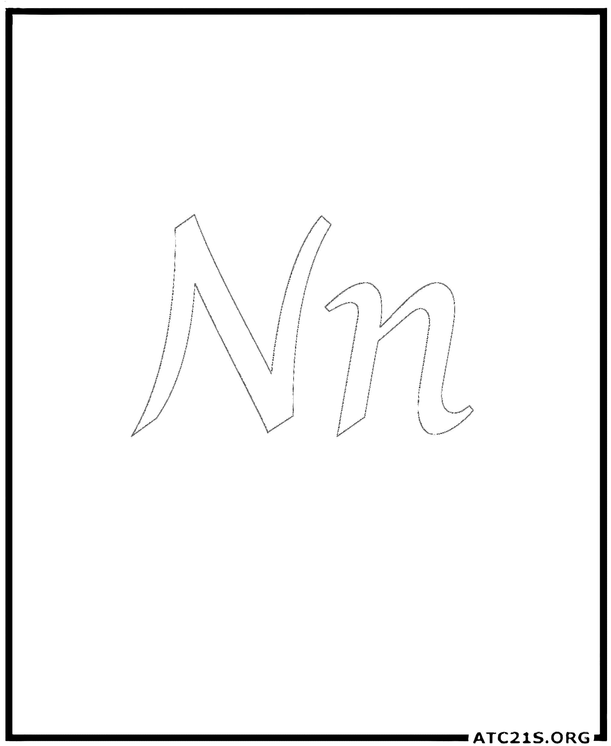 Letter N calligraphy coloring page