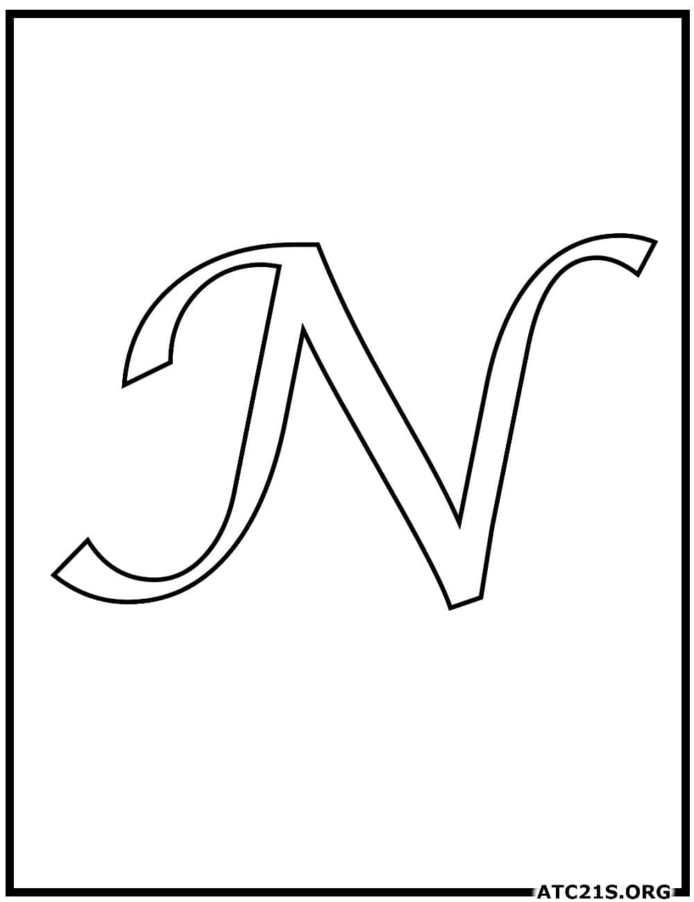 Letter N calligraphy uppercase coloring page