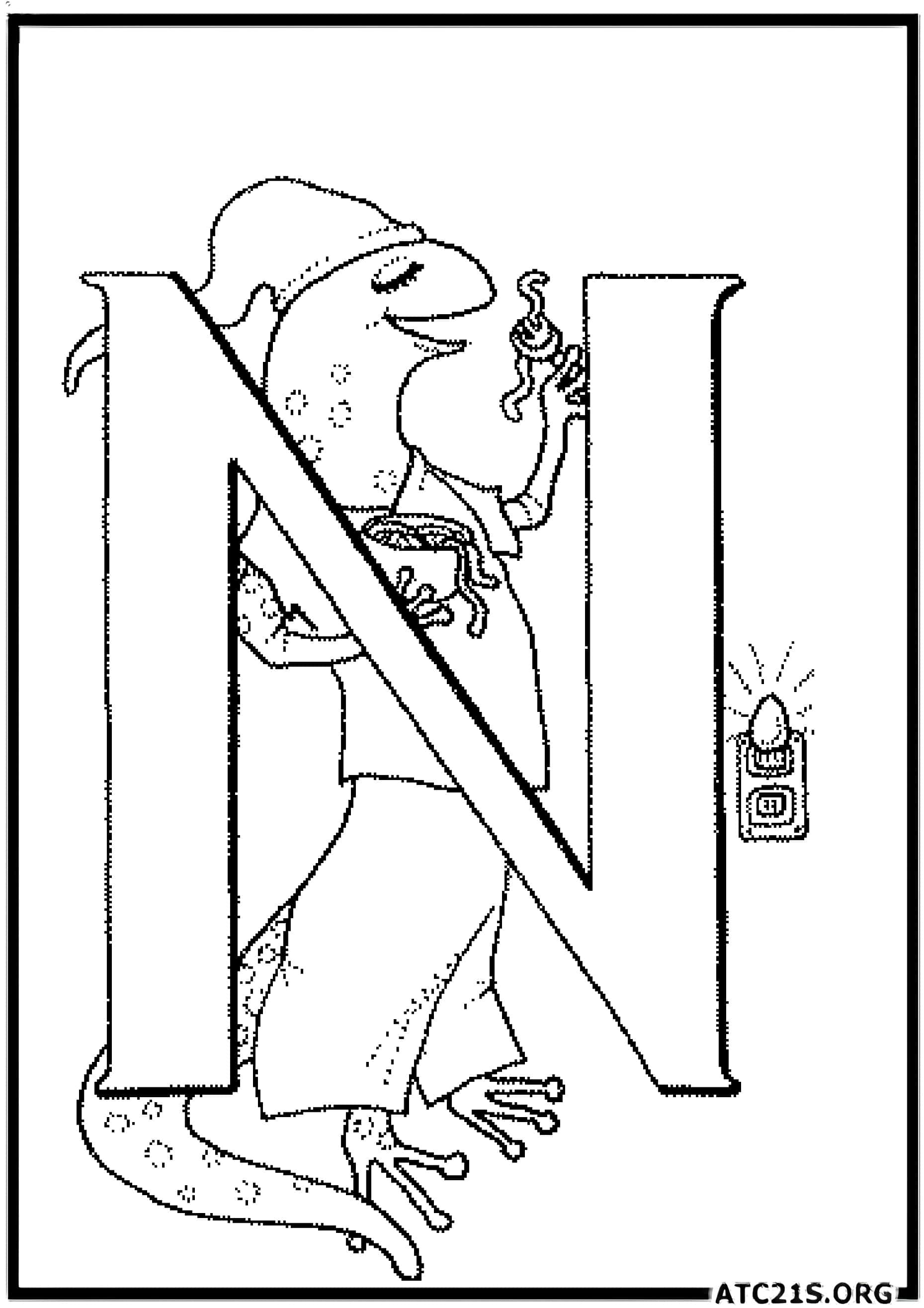 Letter N coloring page variant 2
