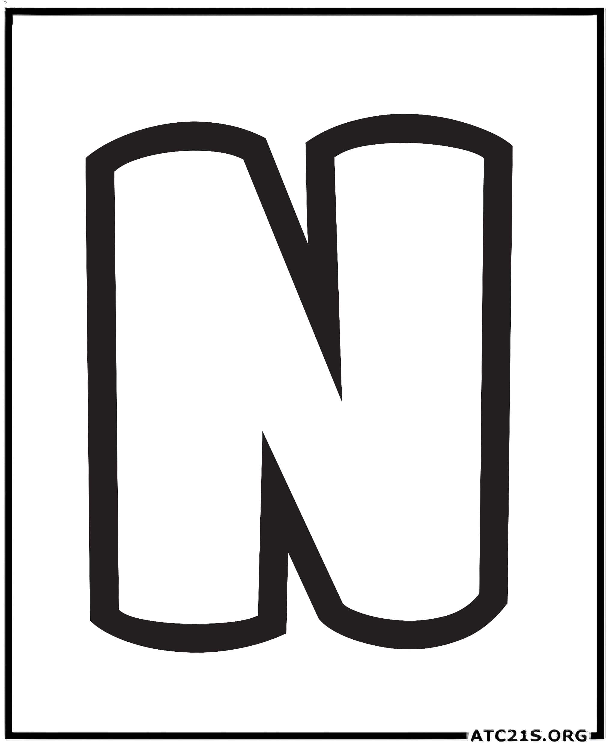 Letter N uppercase bubbly coloring page