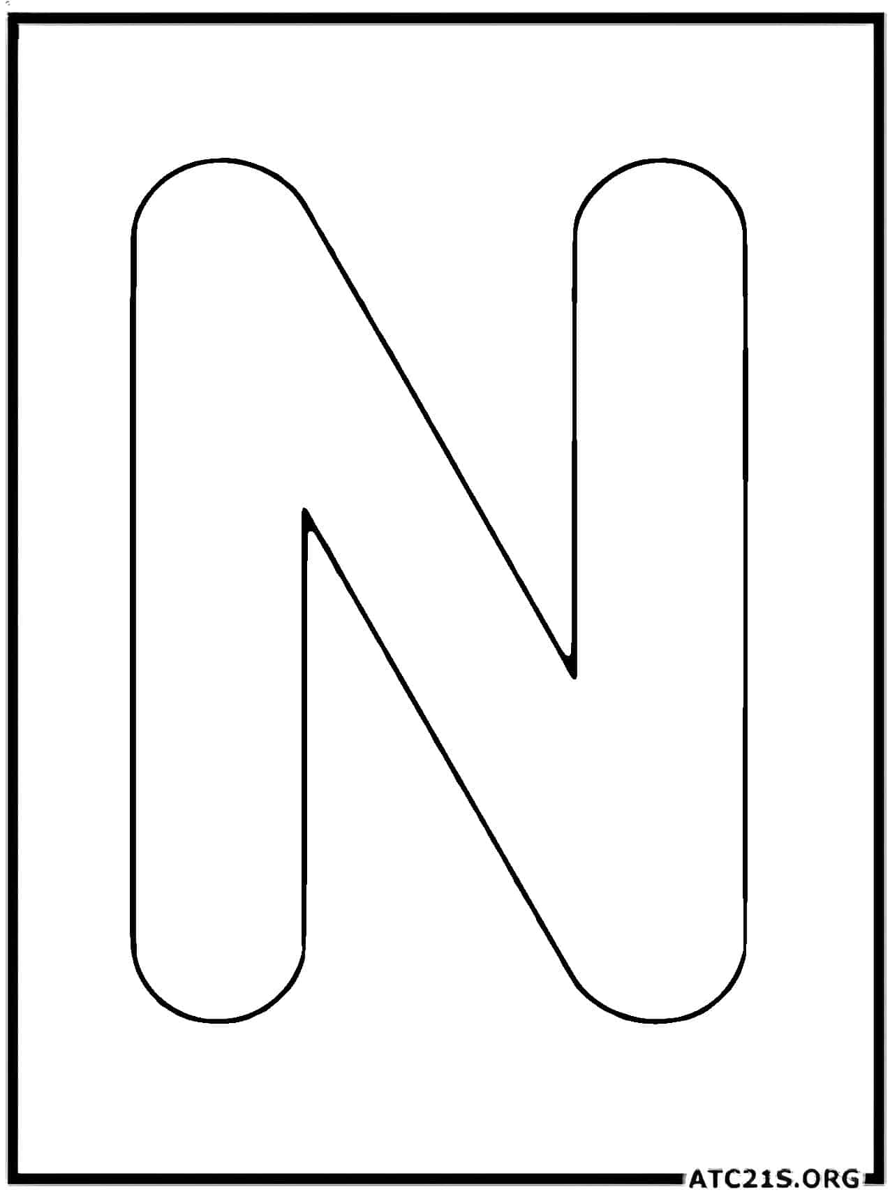 Letter N uppercase coloring page
