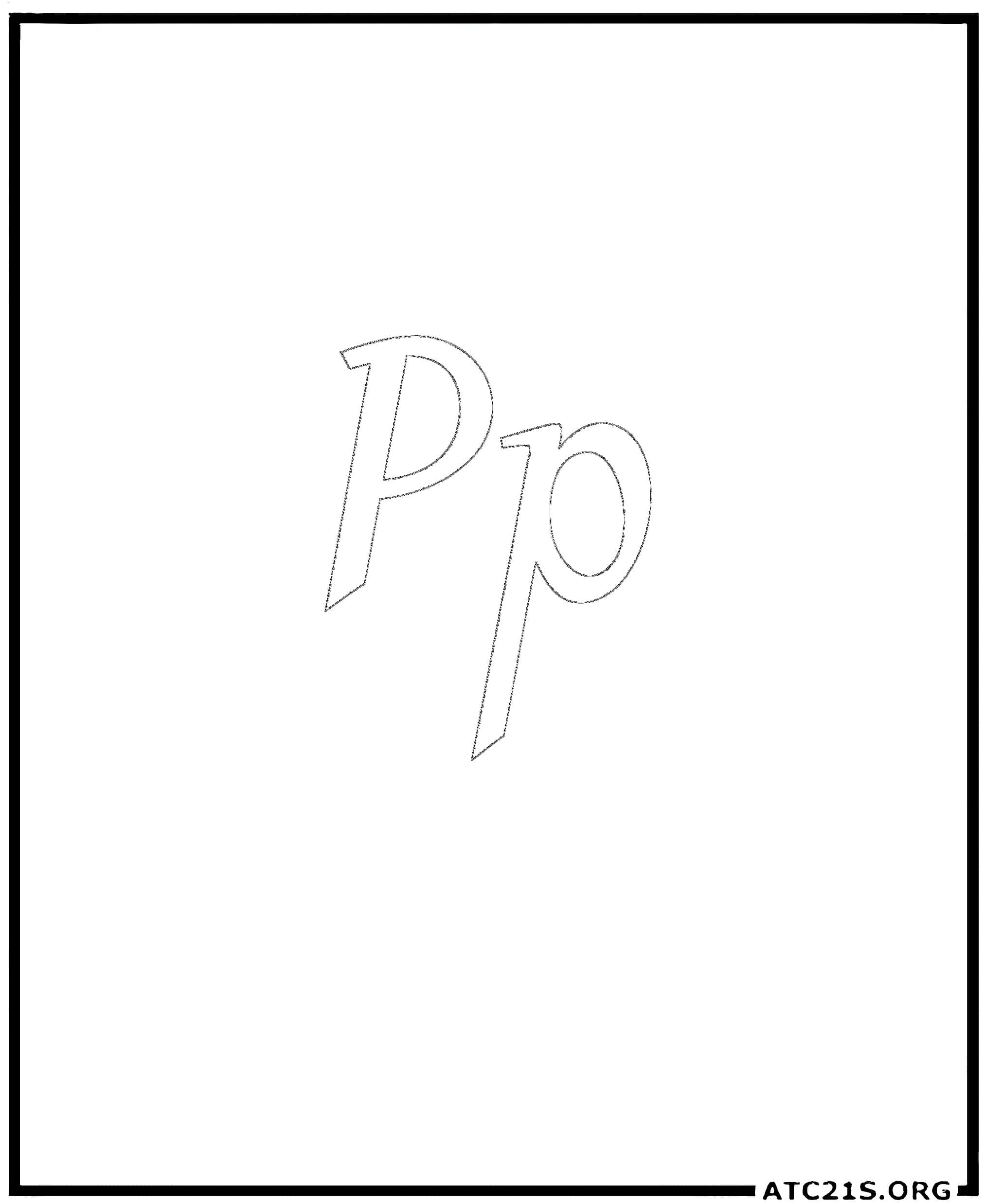 Letter P calligraphy coloring page