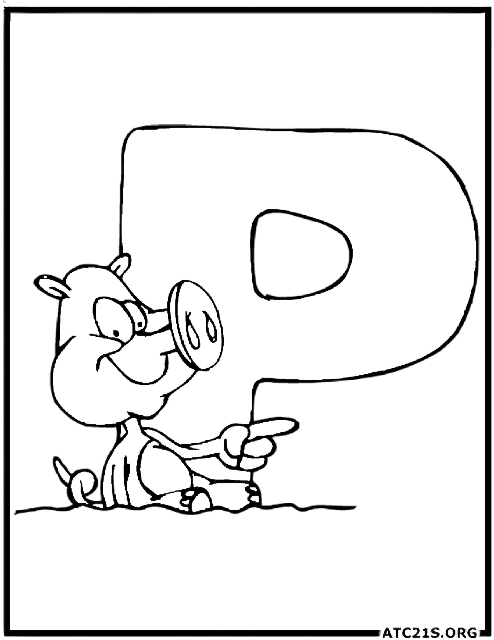 Letter P coloring page variant 1