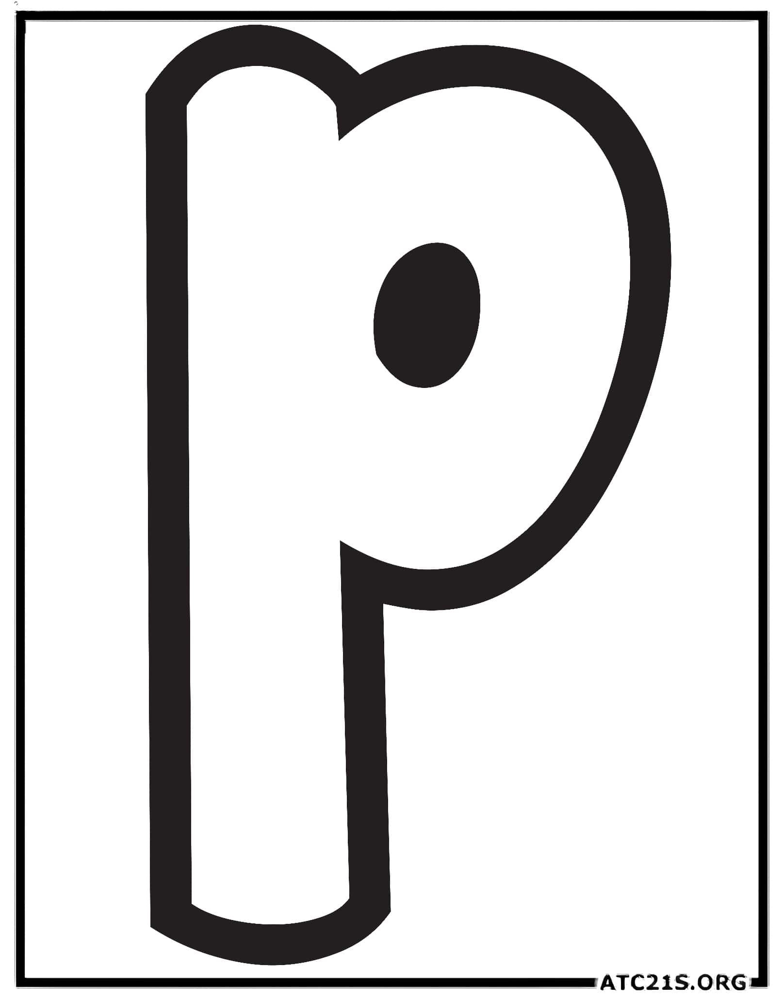 Letter P lowercase bubbly coloring page