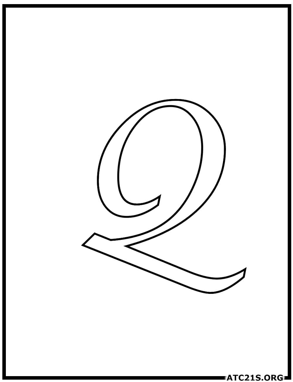 Letter Q calligraphy uppercase coloring page