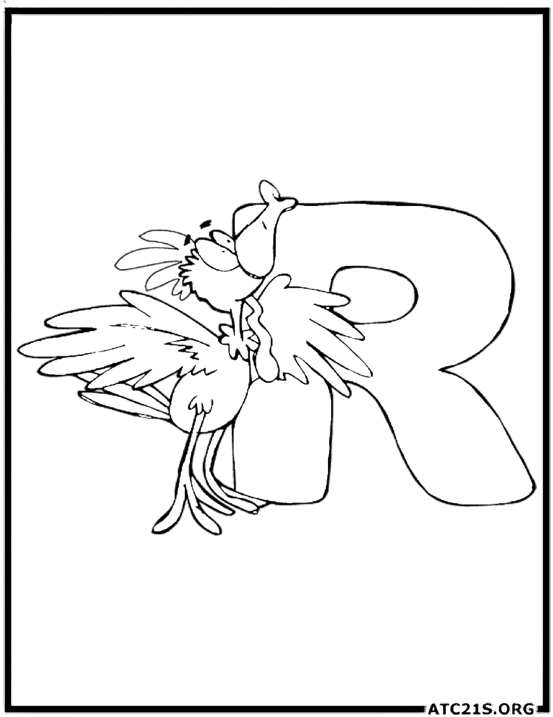 Letter R coloring page variant 1
