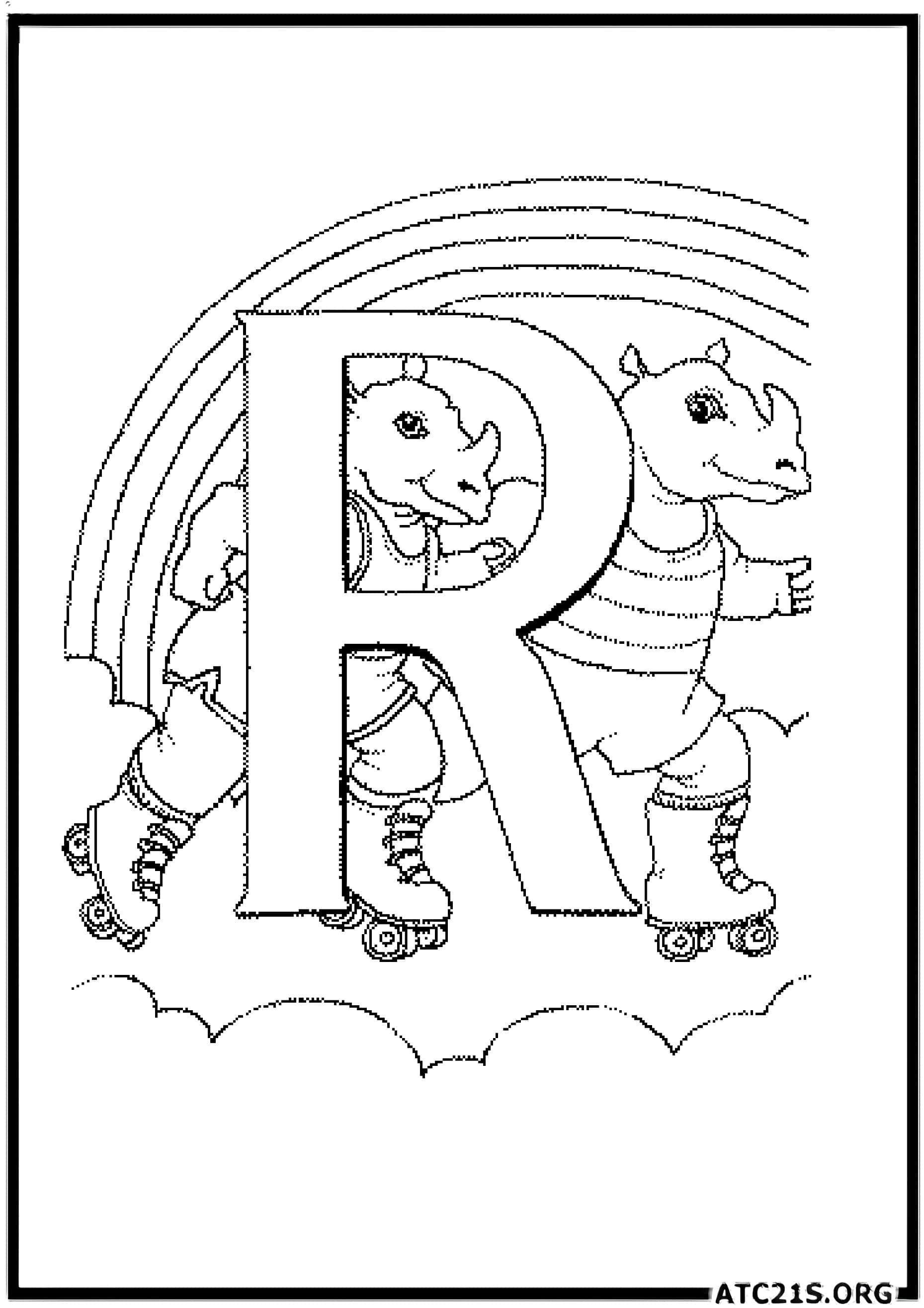 Letter R coloring page variant 2