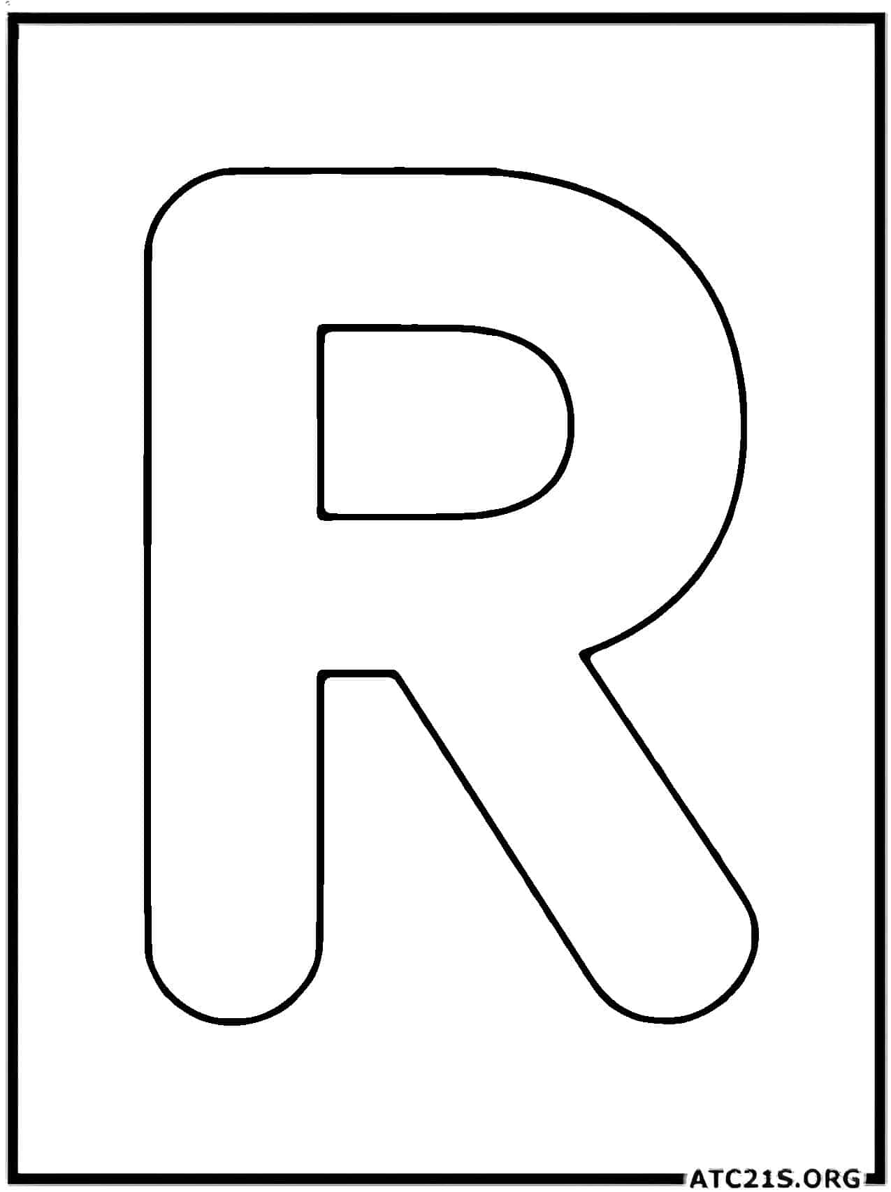 Letter R uppercase coloring page