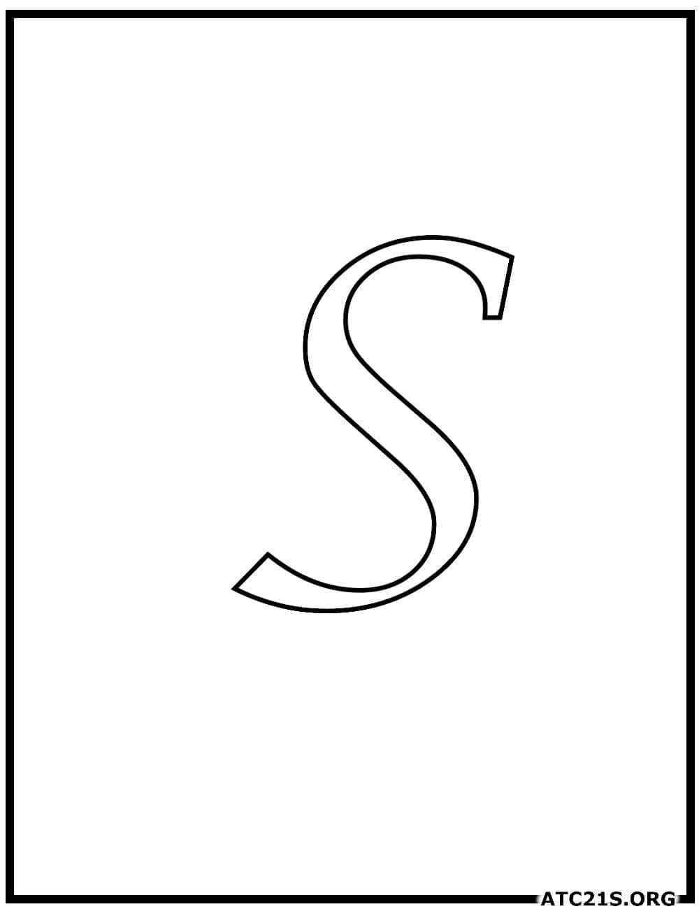 Letter S calligraphy uppercase coloring page