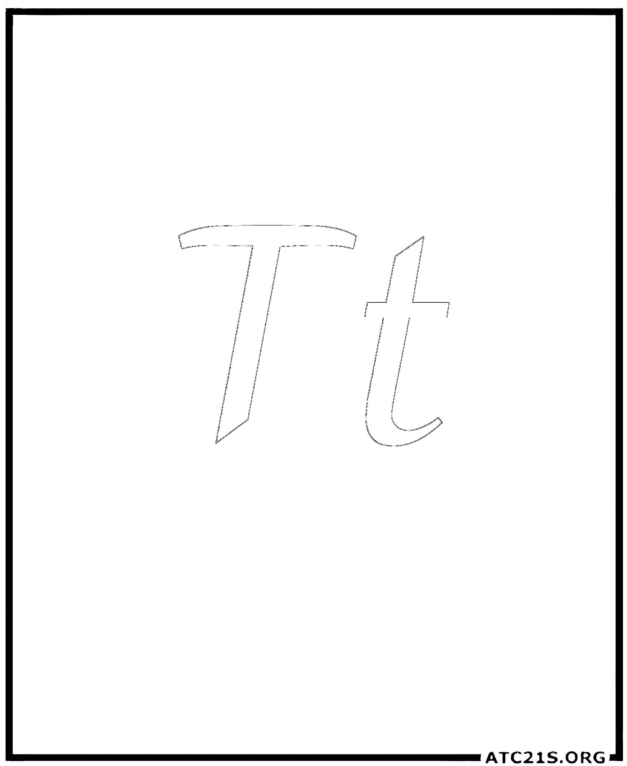 Letter T calligraphy coloring page