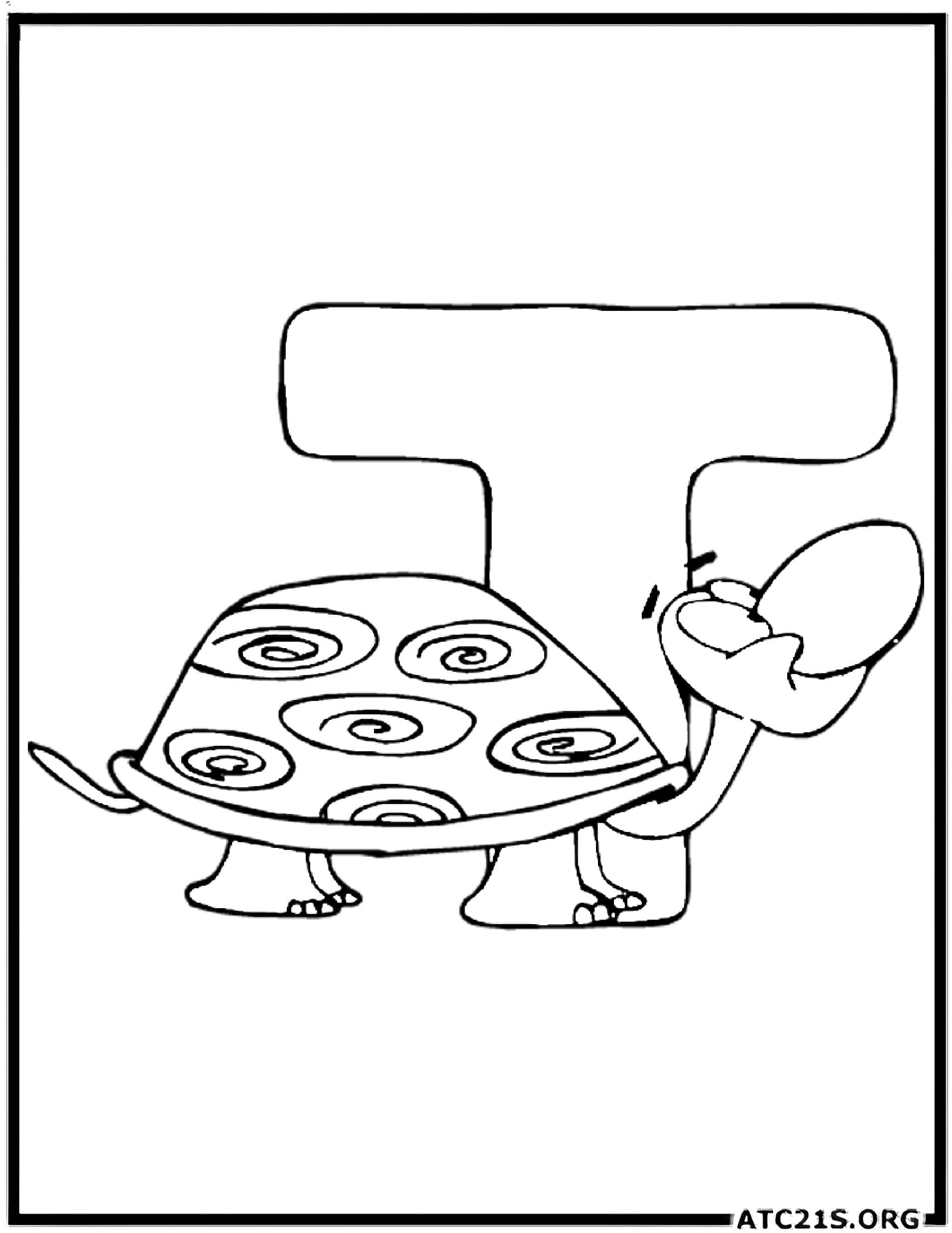 Letter T coloring page variant 1