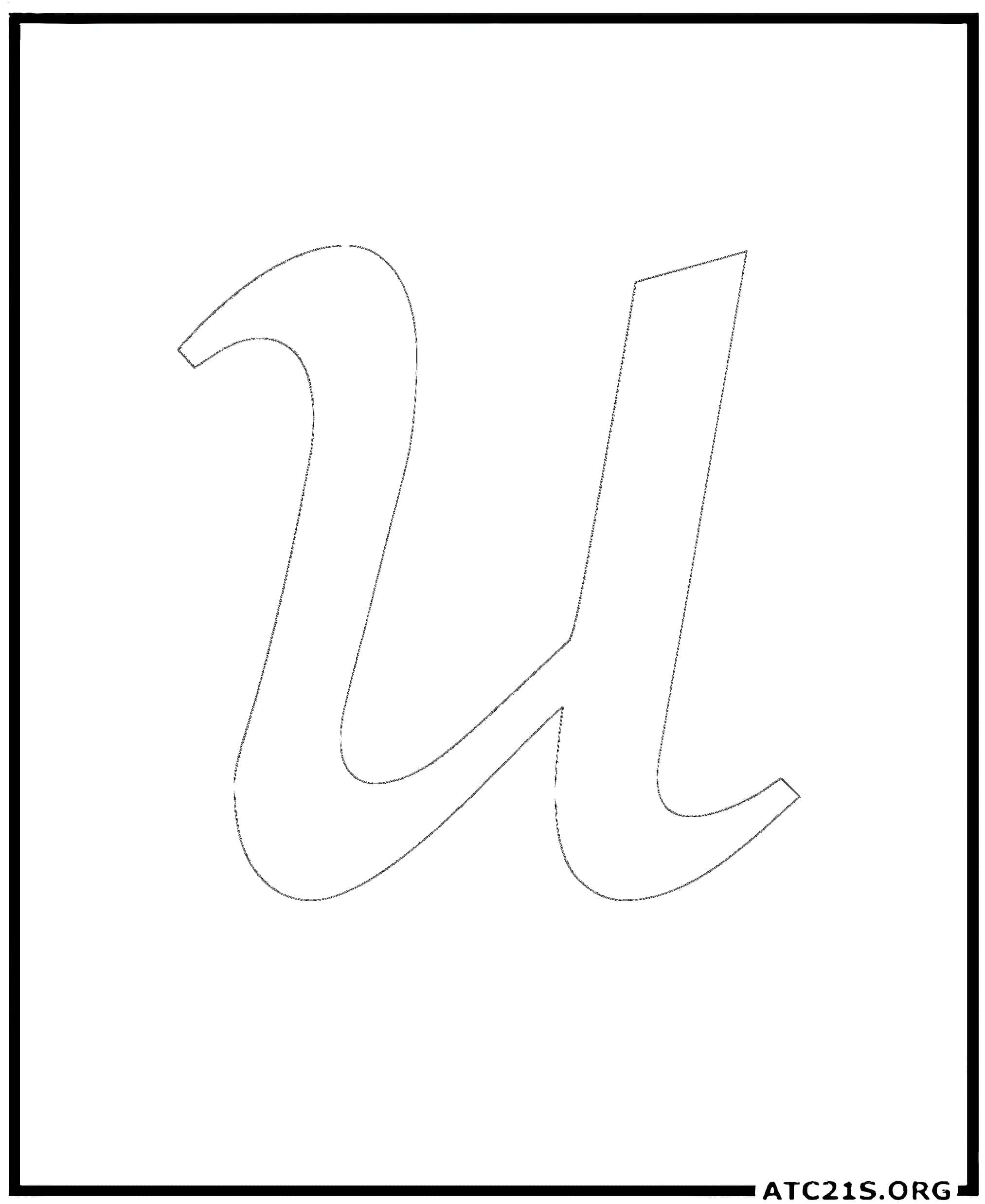 Letter U calligraphy lowercase coloring page