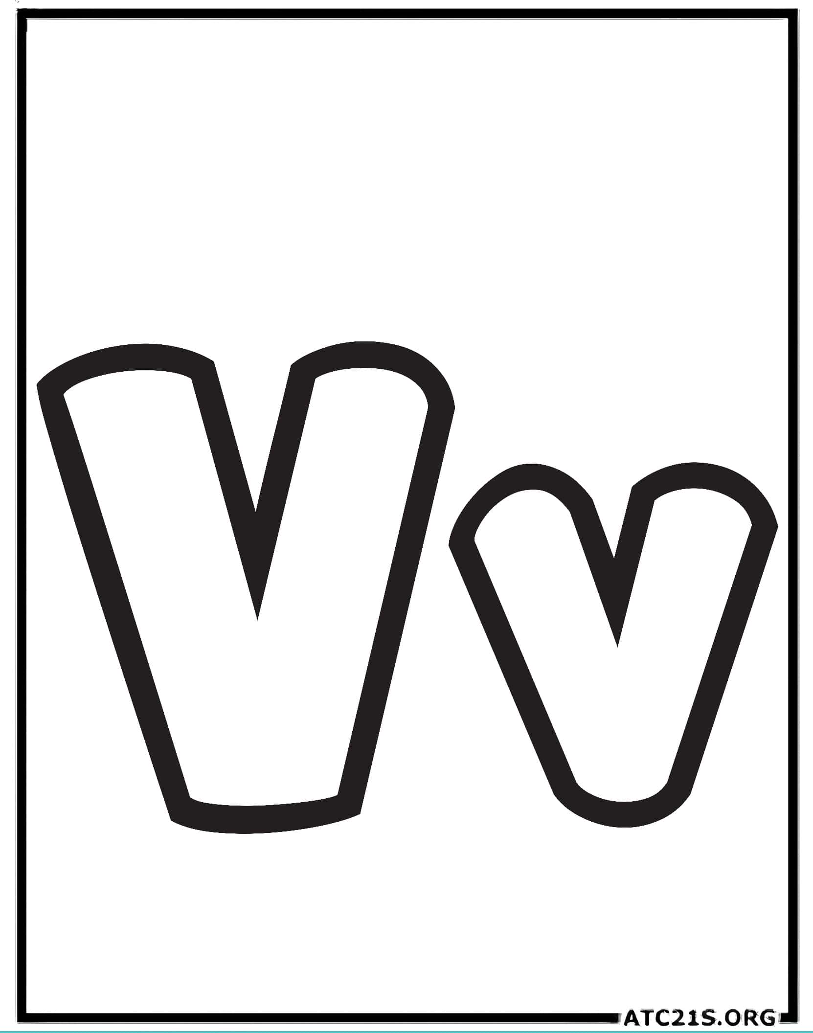 Letter V bubbly coloring page