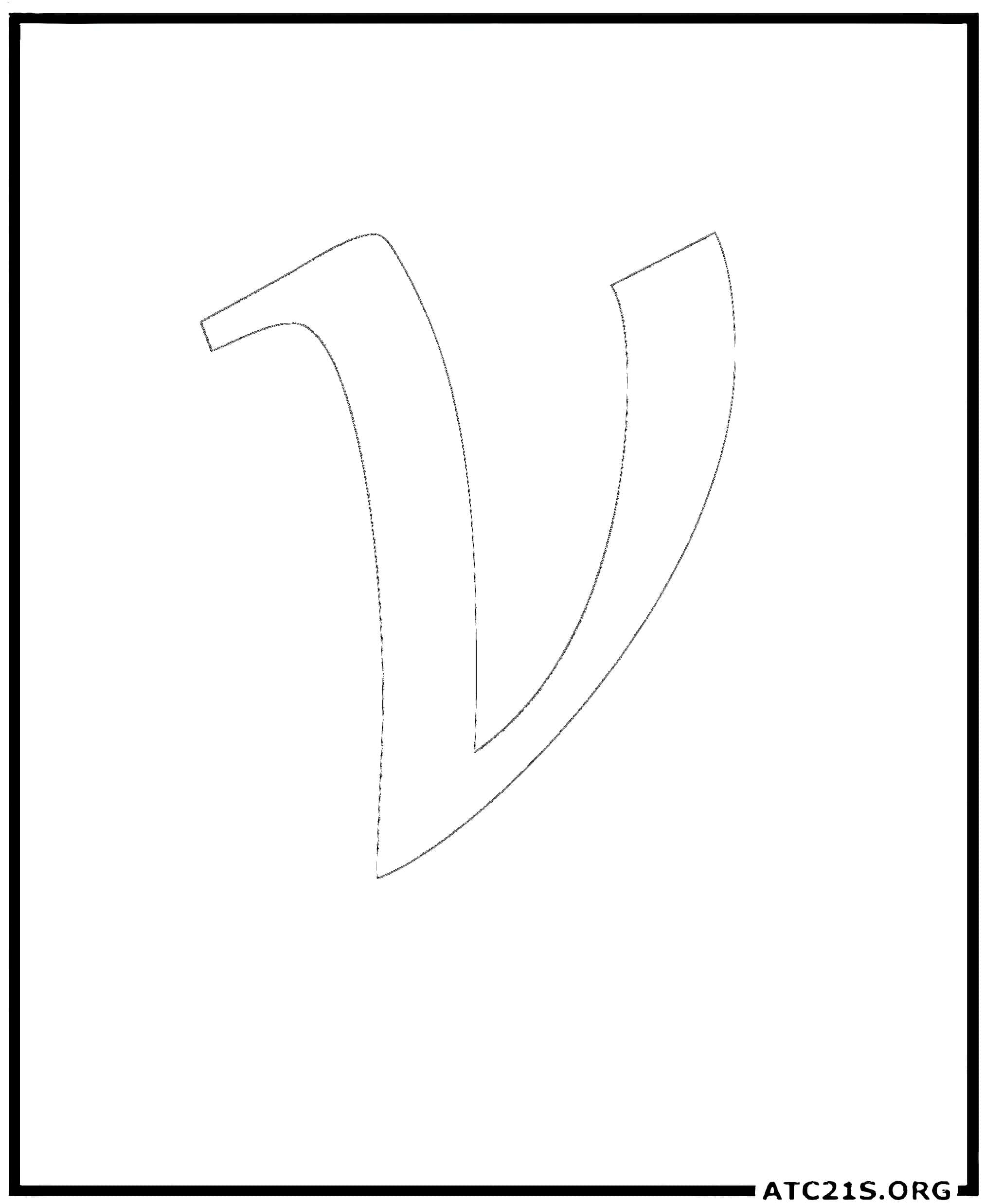 Letter V calligraphy lowercase coloring page