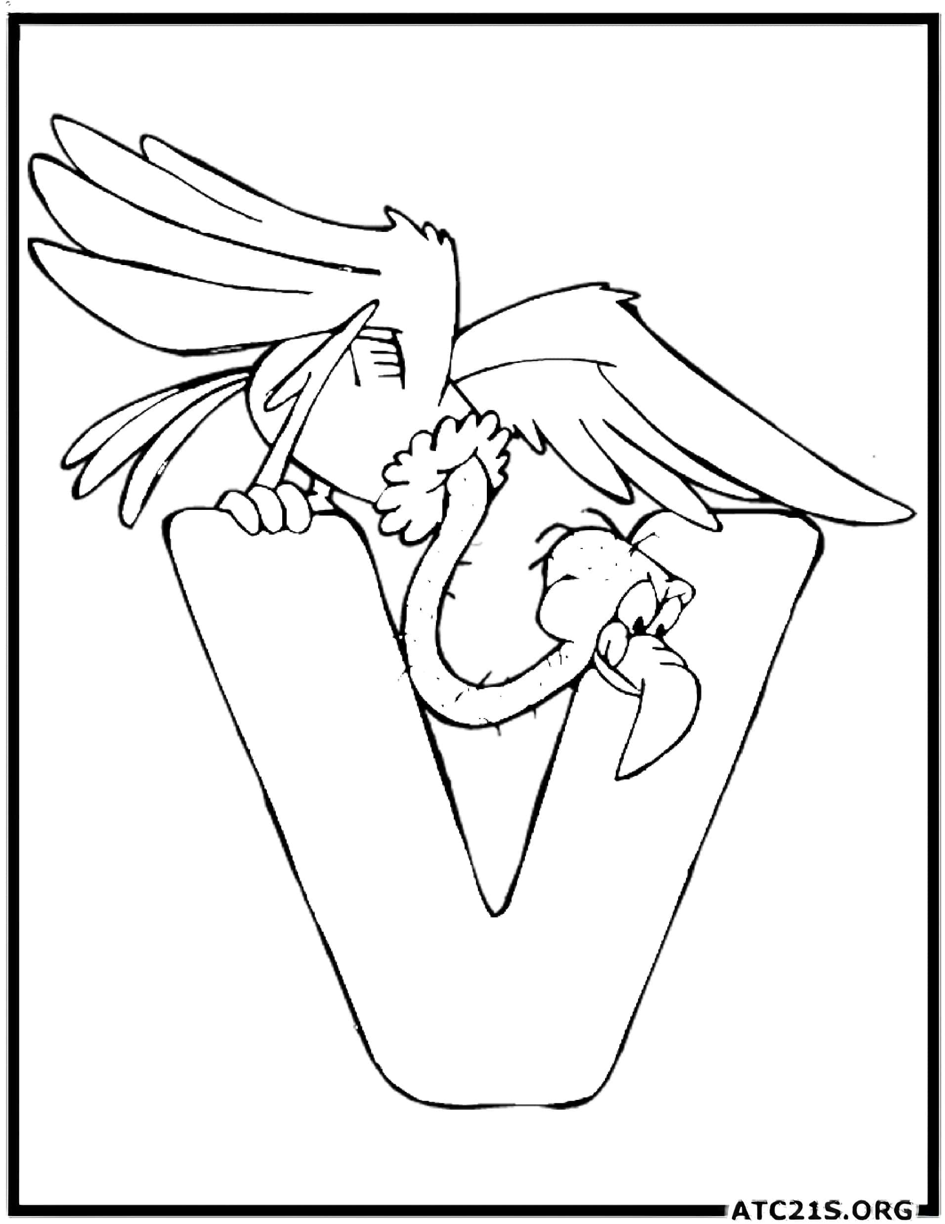 Letter V coloring page variant 1