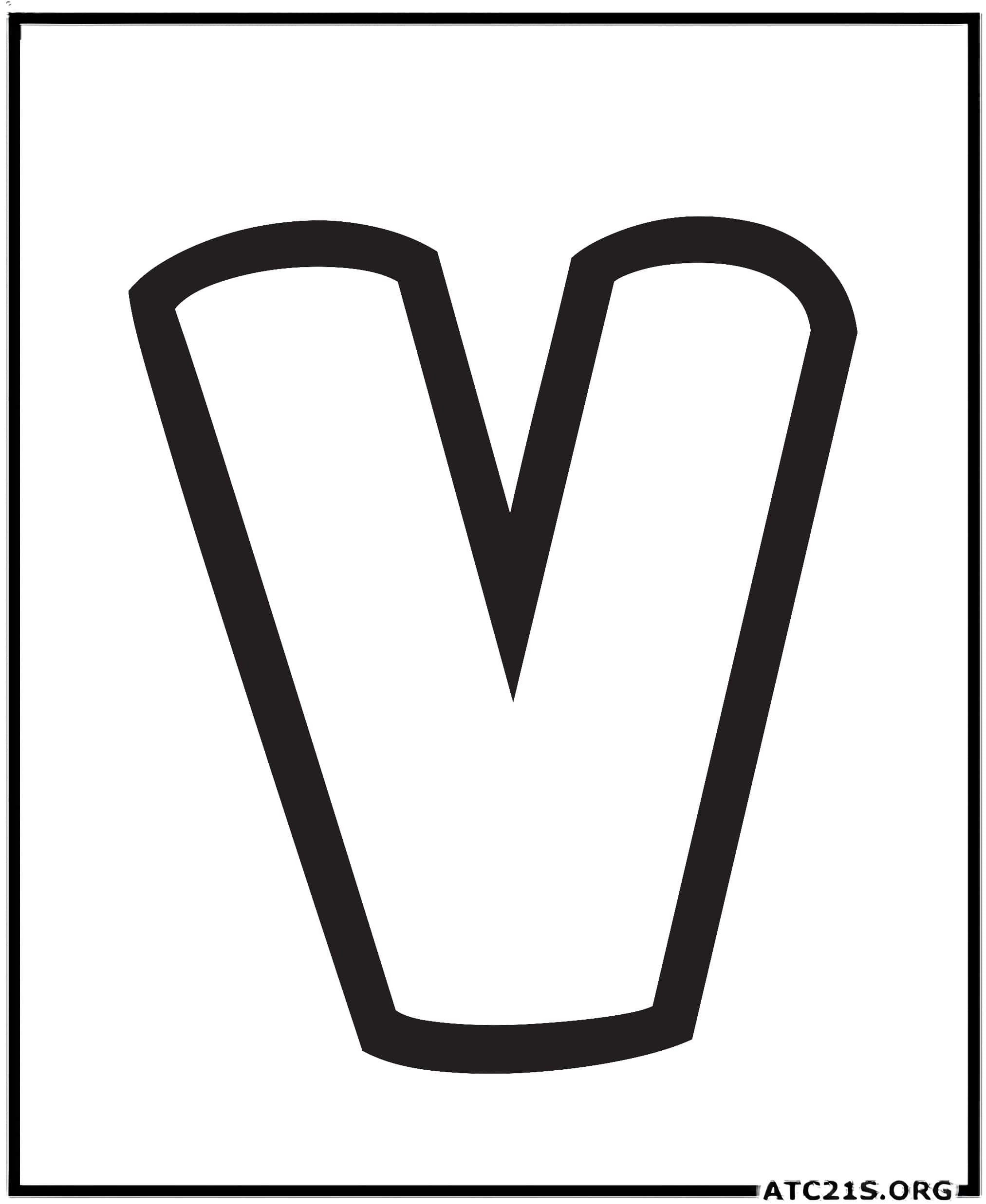 Letter V uppercase bubbly coloring page