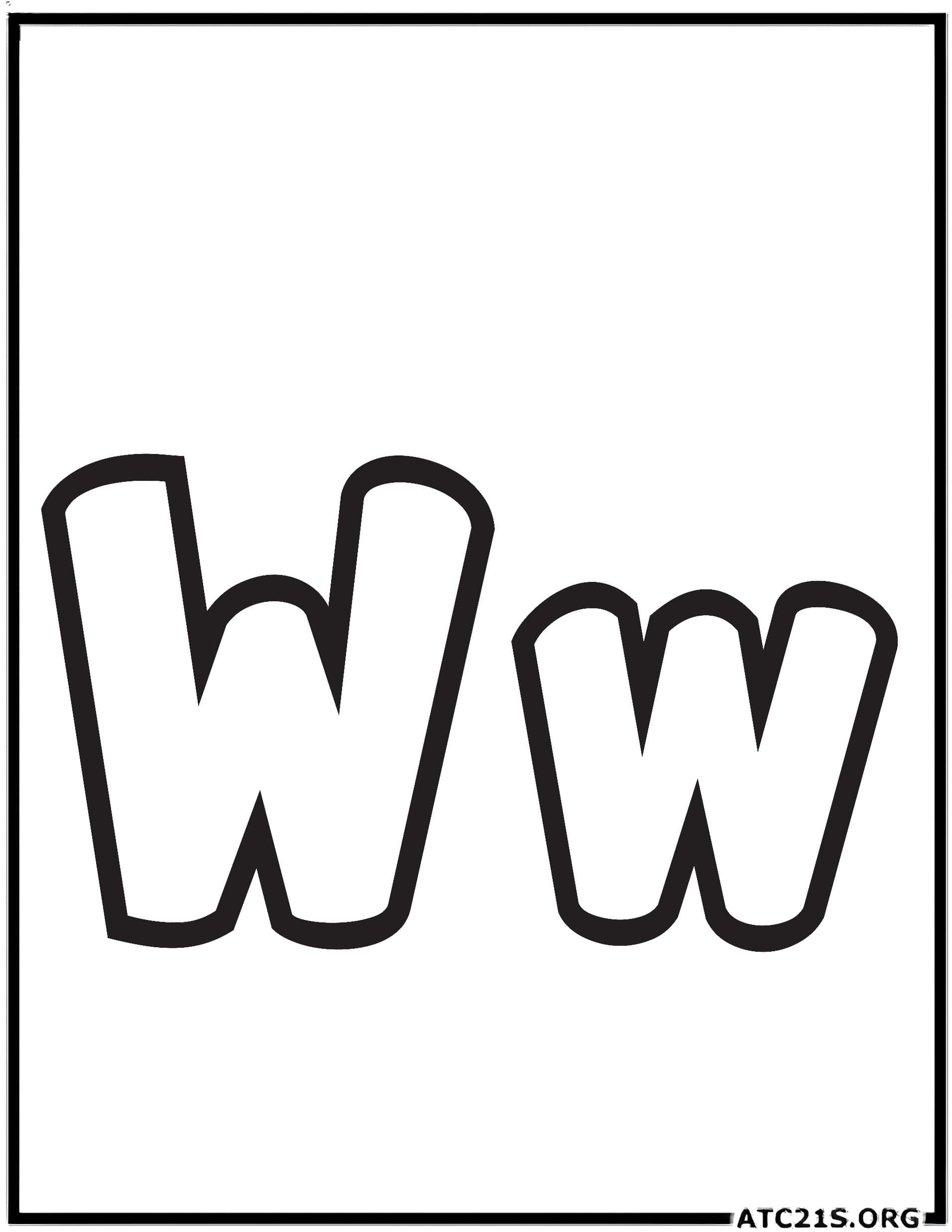 Letter W bubbly coloring page
