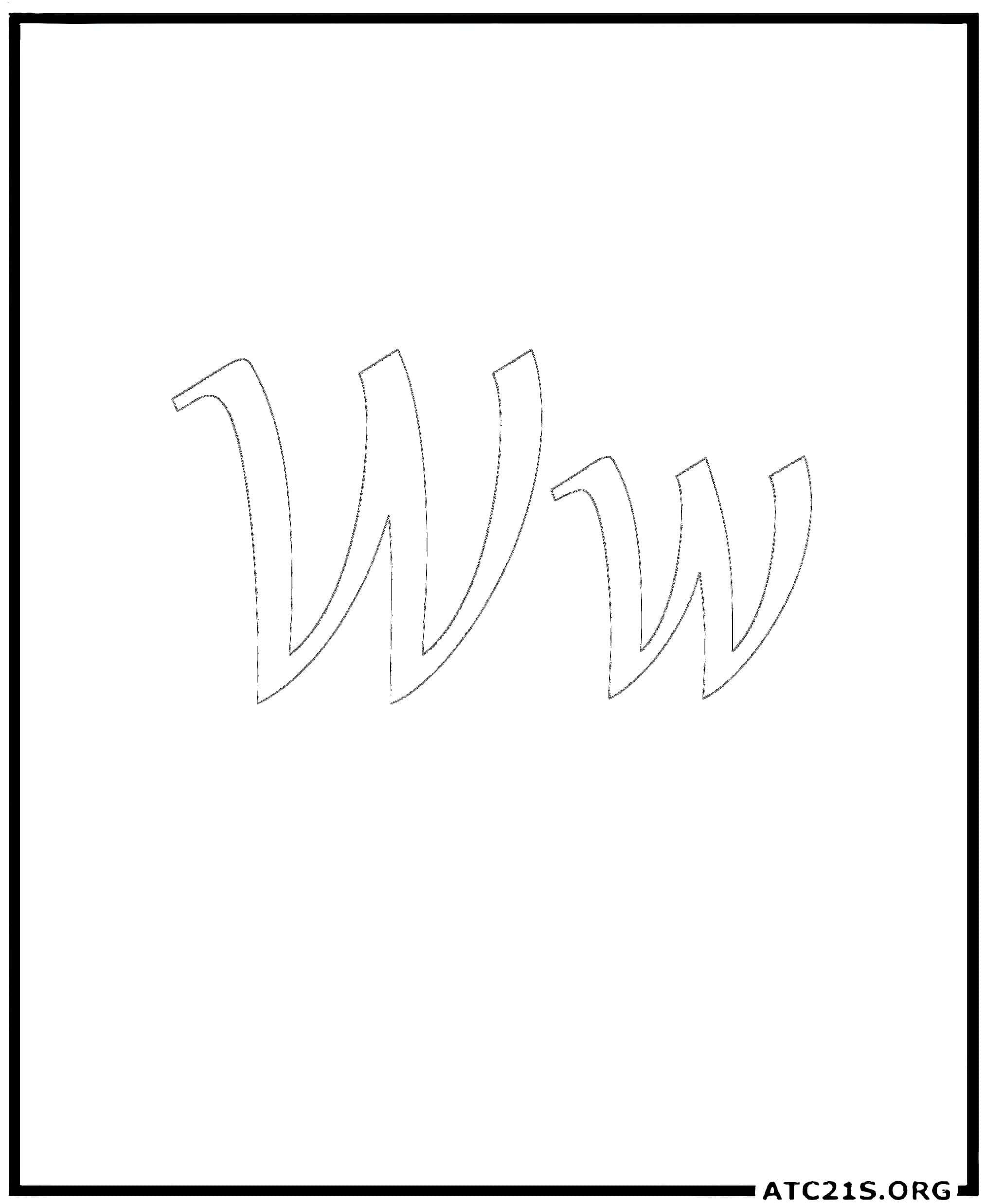 Letter W calligraphy coloring page