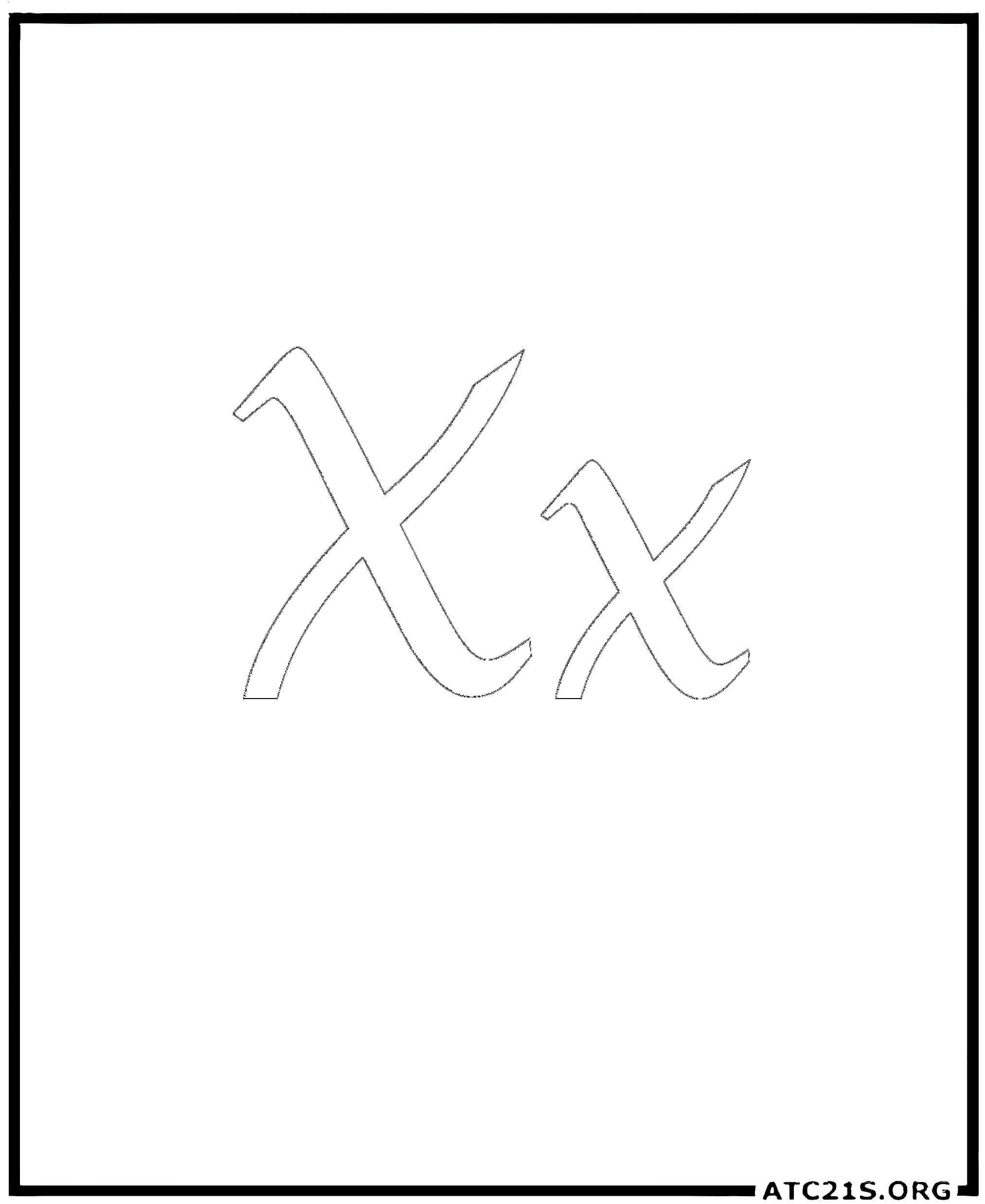 Letter X calligraphy coloring page
