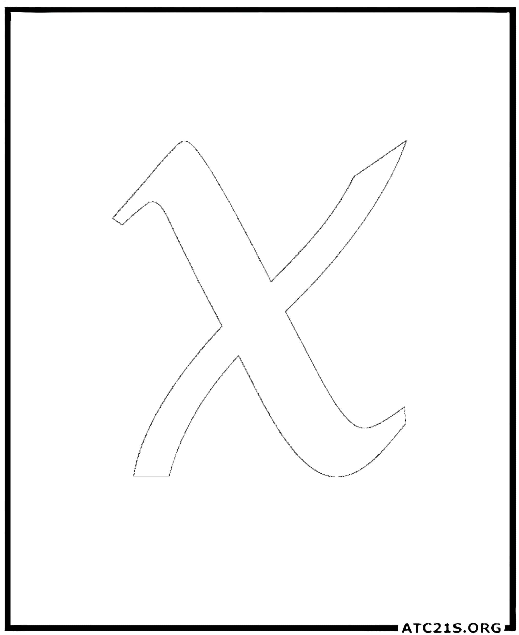 Letter X calligraphy lowercase coloring page
