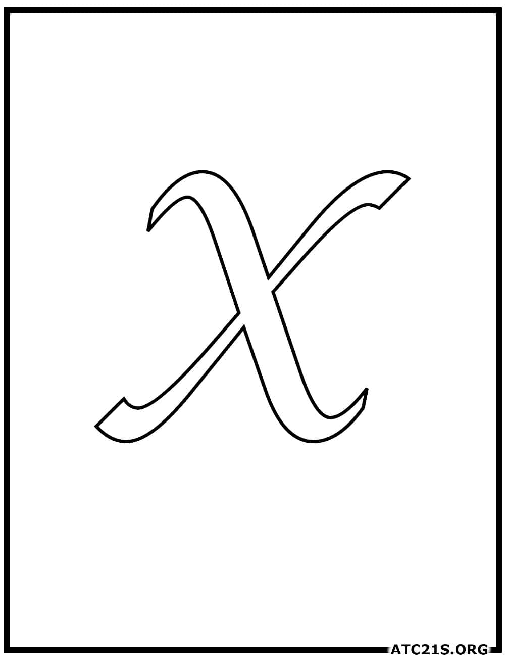 Letter X calligraphy uppercase coloring page