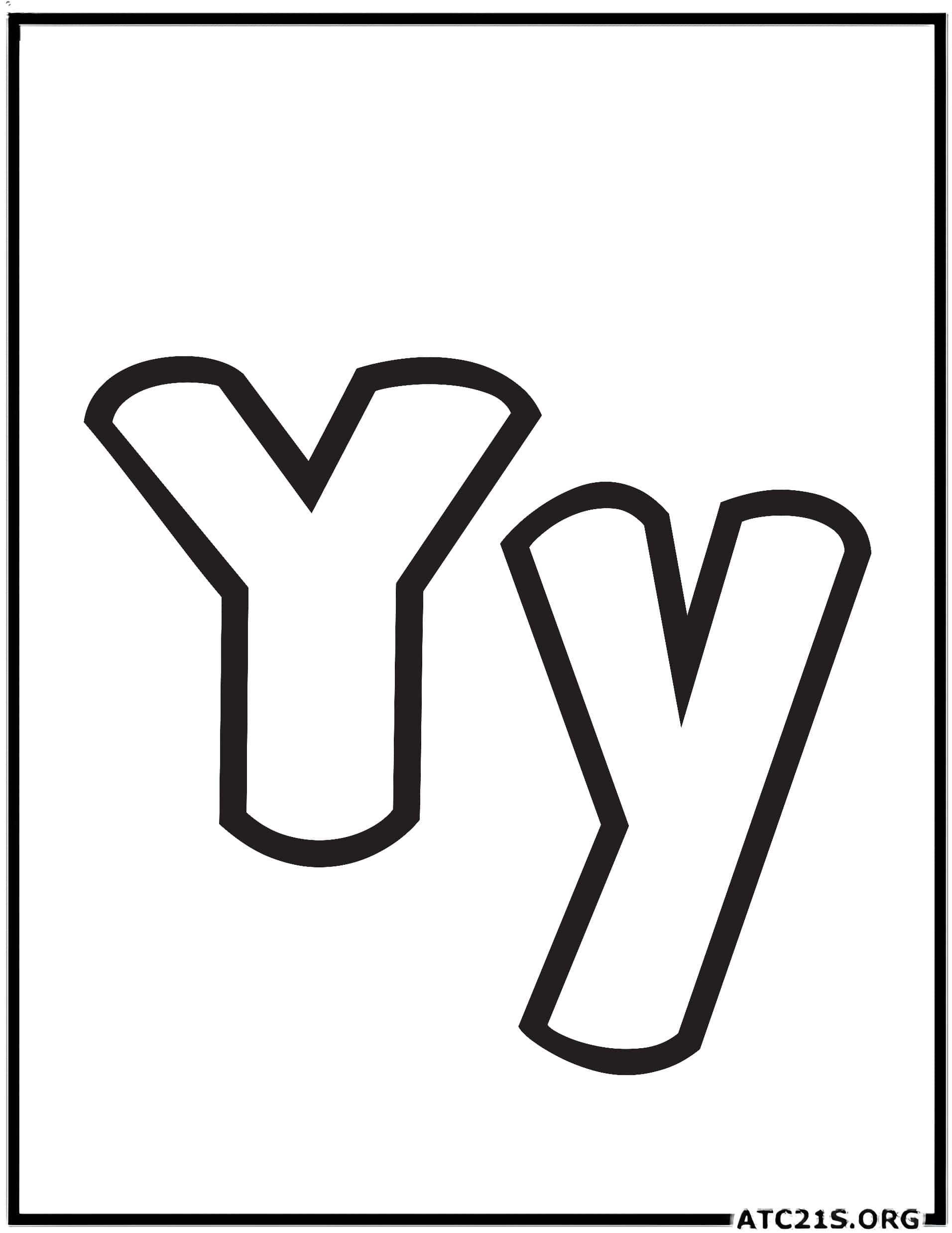 Letter Y bubbly coloring page