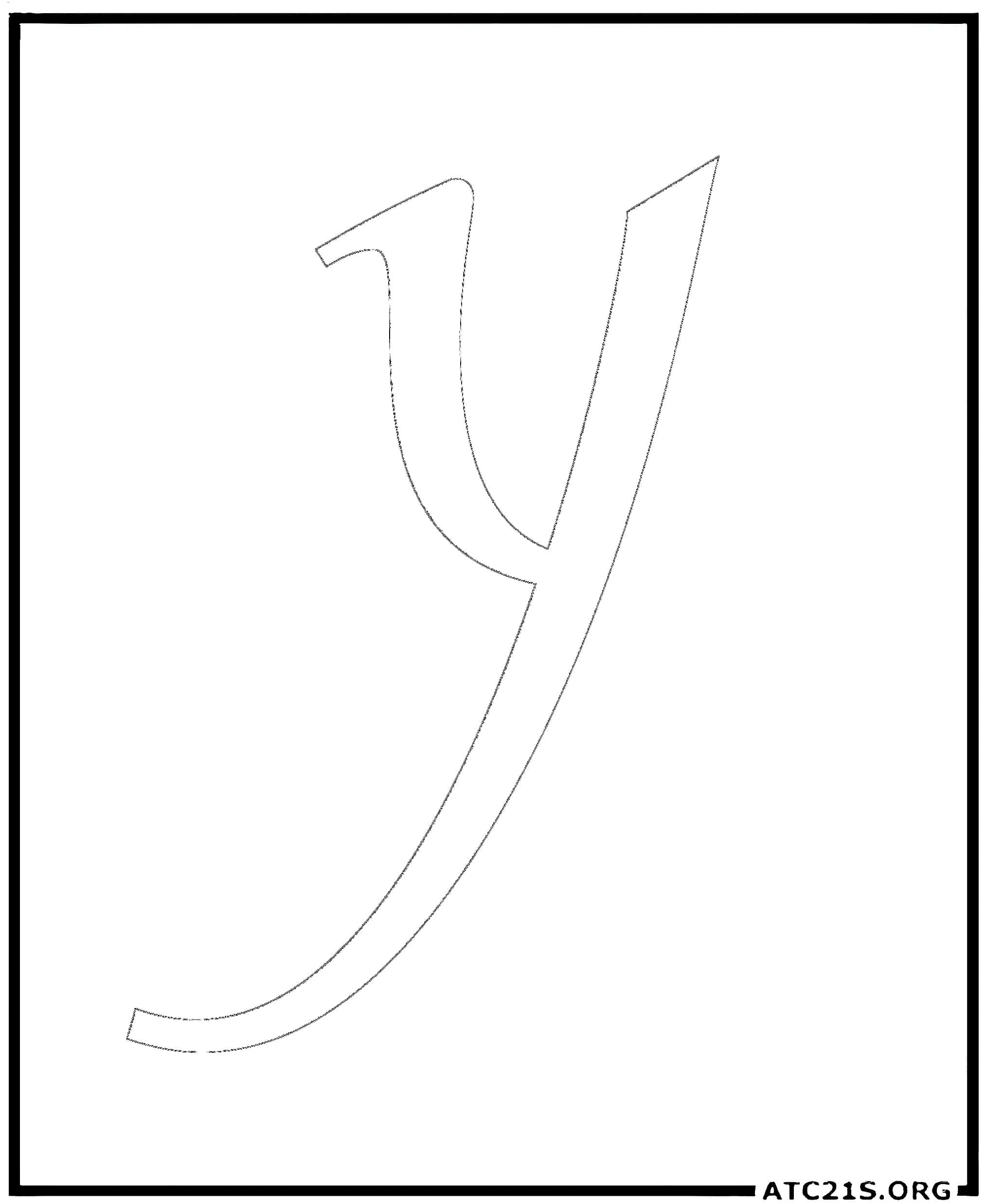 Letter Y calligraphy lowercase coloring page