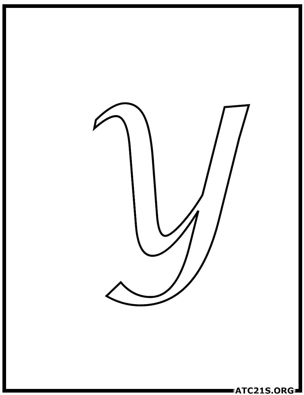Letter Y calligraphy uppercase coloring page