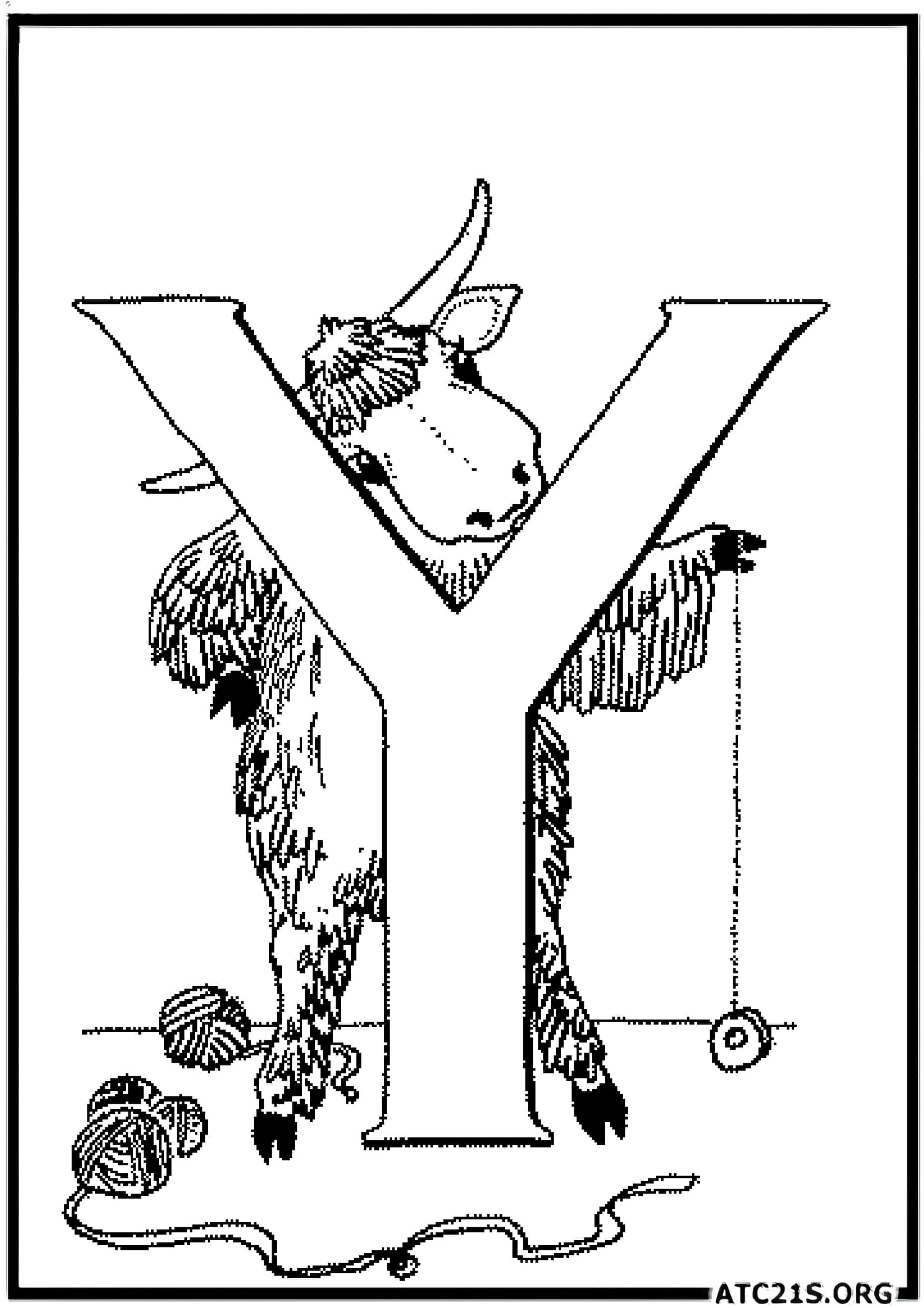 Letter Y coloring page variant 2