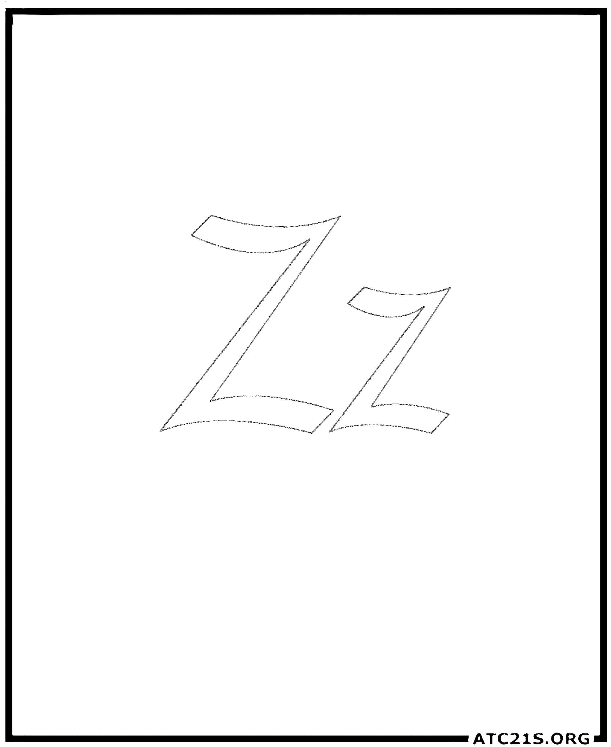 Letter Z calligraphy coloring page