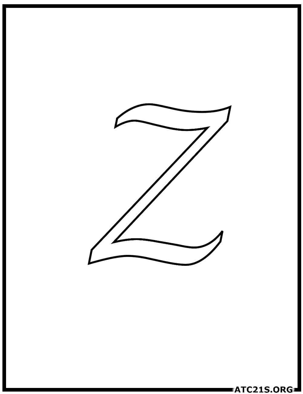 Letter Z calligraphy uppercase coloring page