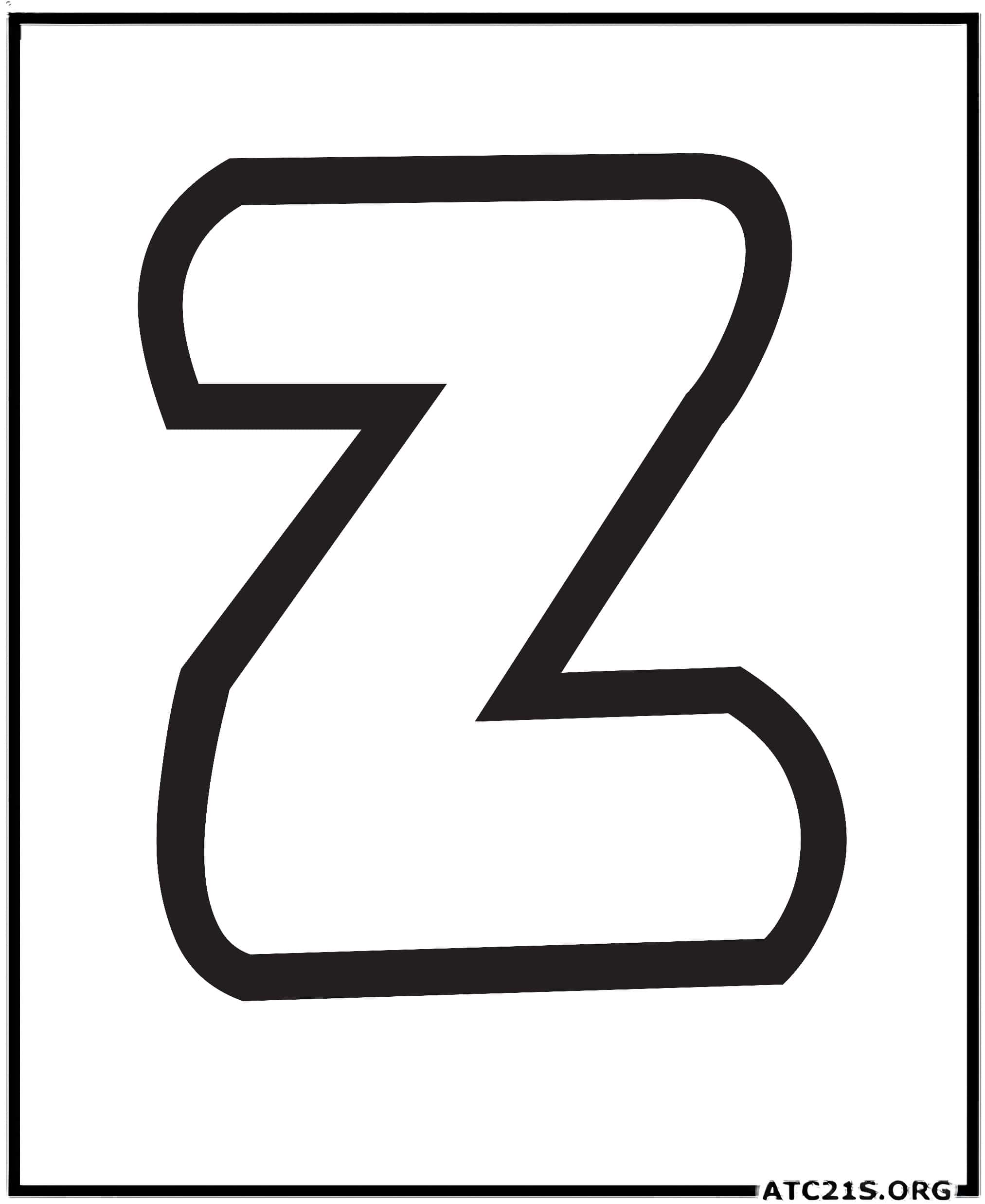 Letter Z uppercase bubbly coloring page