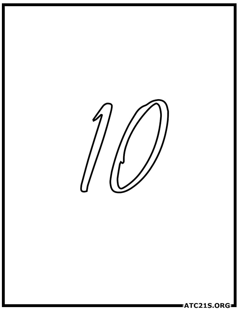 Number 10 calligraphy coloring page