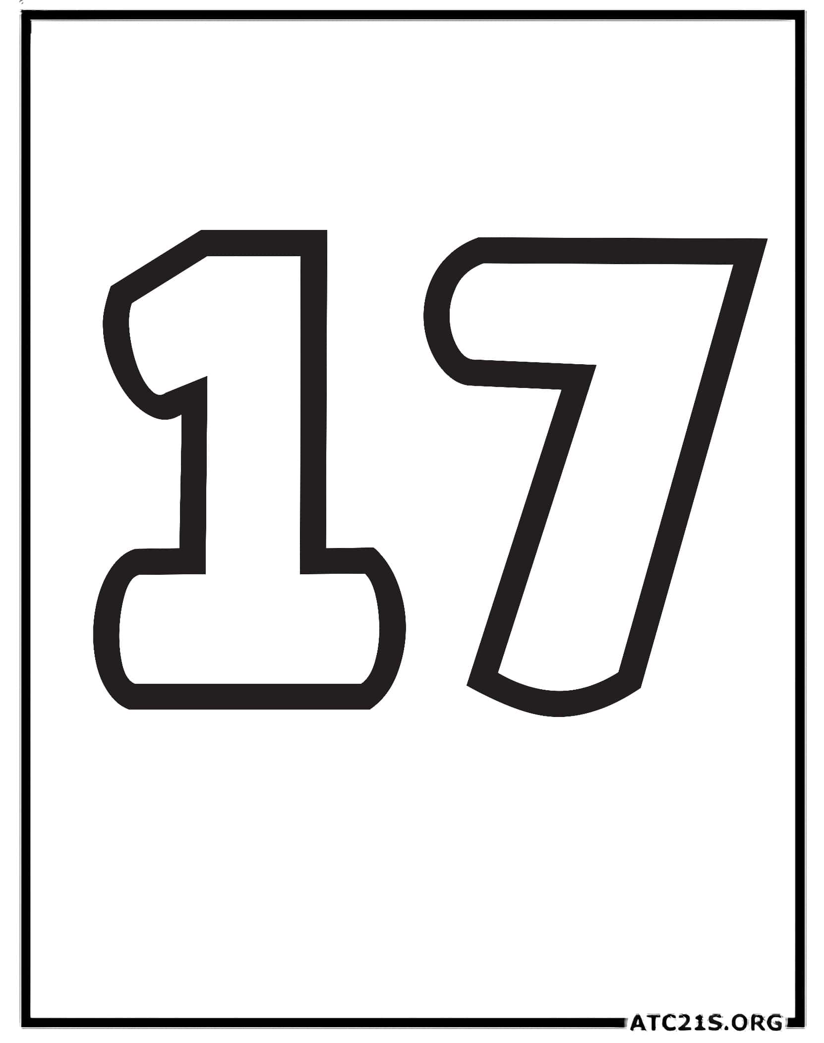 Number 17 coloring page