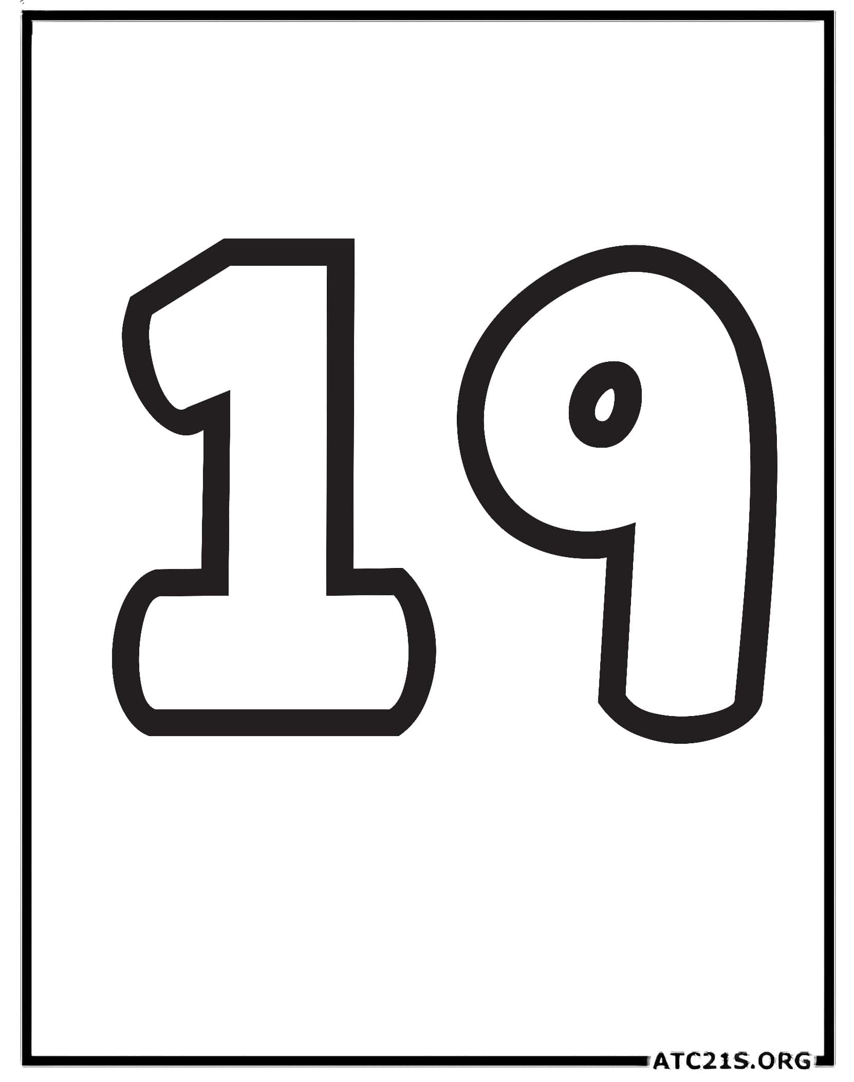 Number 19 coloring page