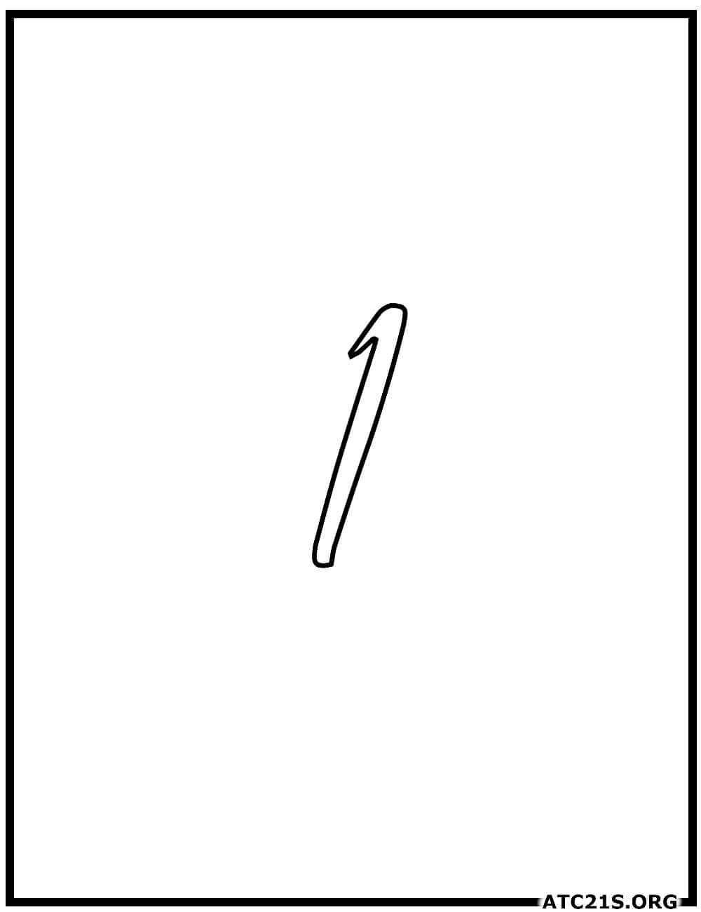 Number 1 calligraphy coloring page