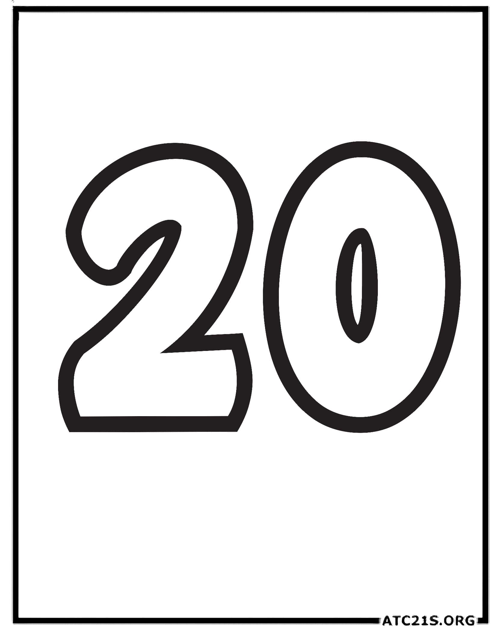 Number 20 coloring page