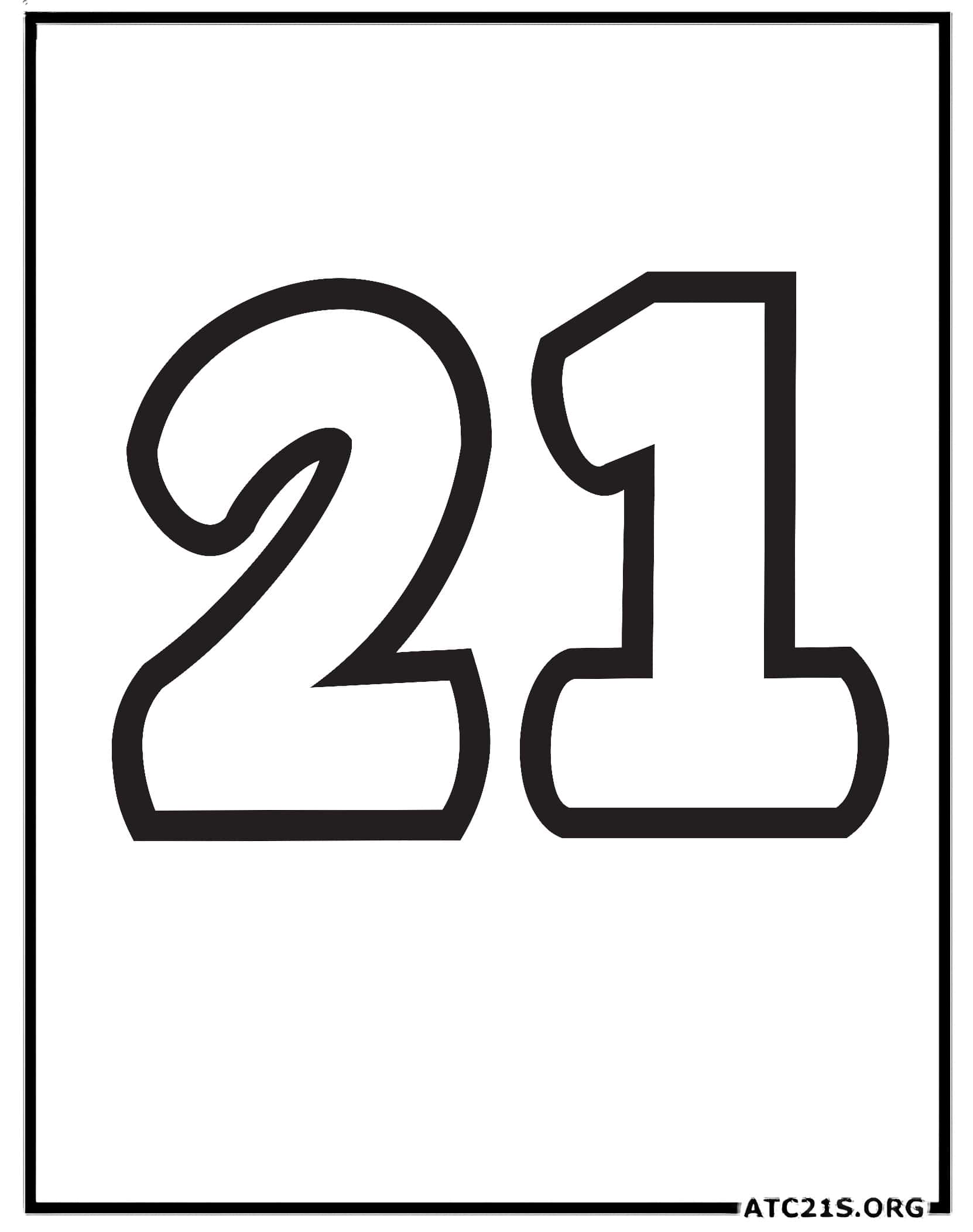 Number 21 coloring page