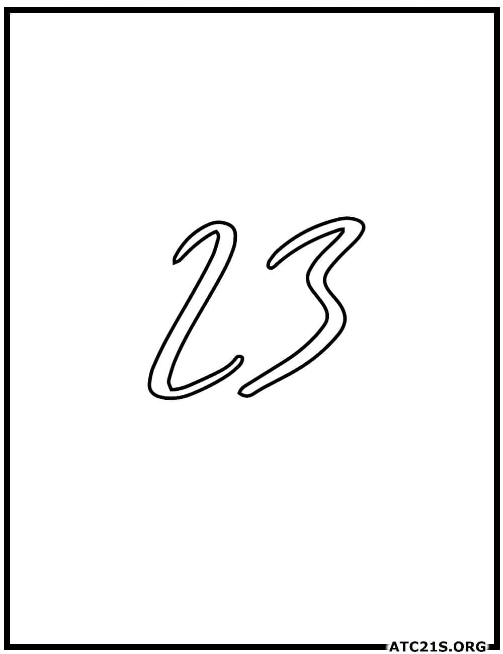 Number 23 calligraphy coloring page