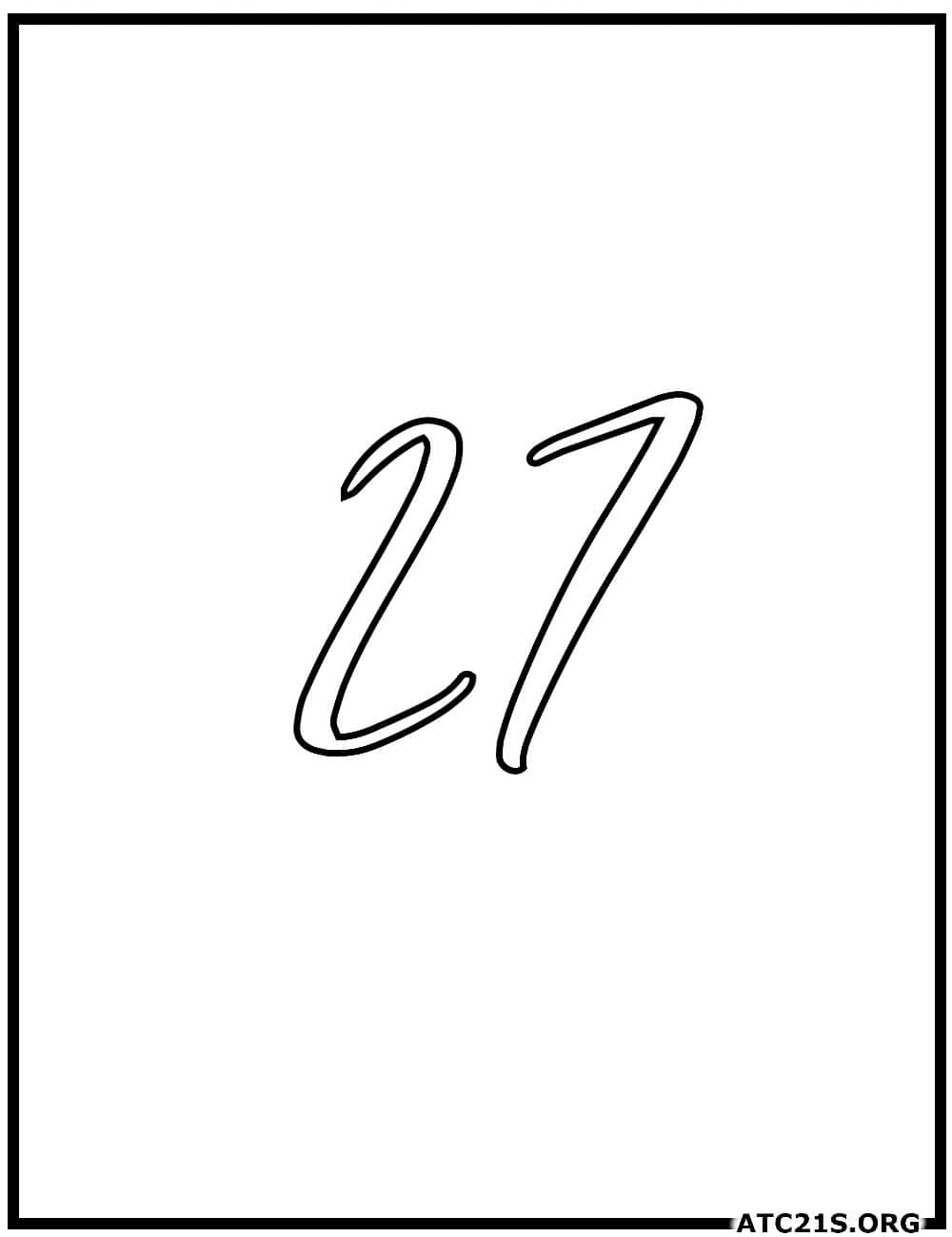 Number 27 calligraphy coloring page