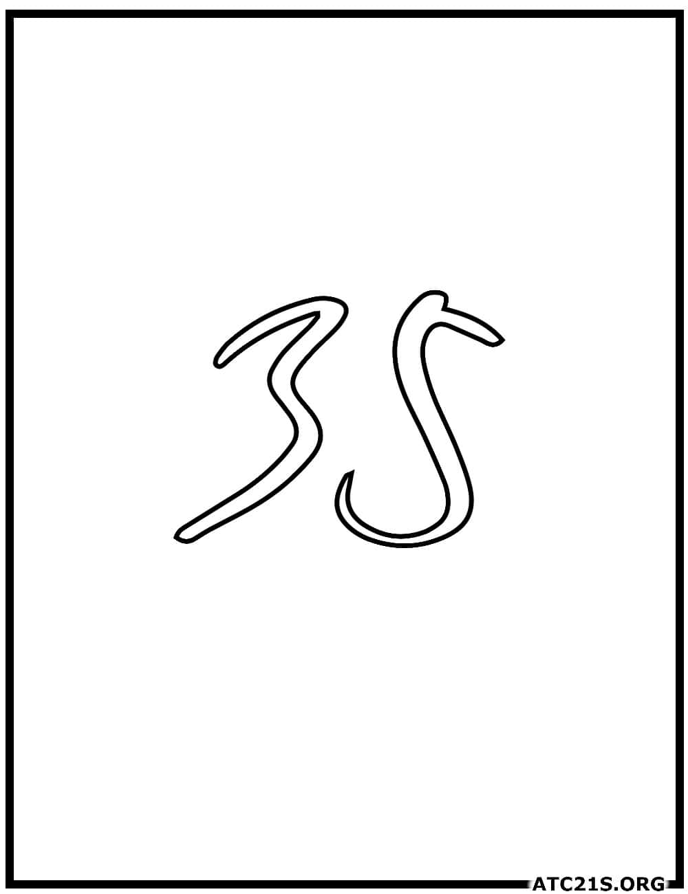 Number 35 calligraphy coloring page