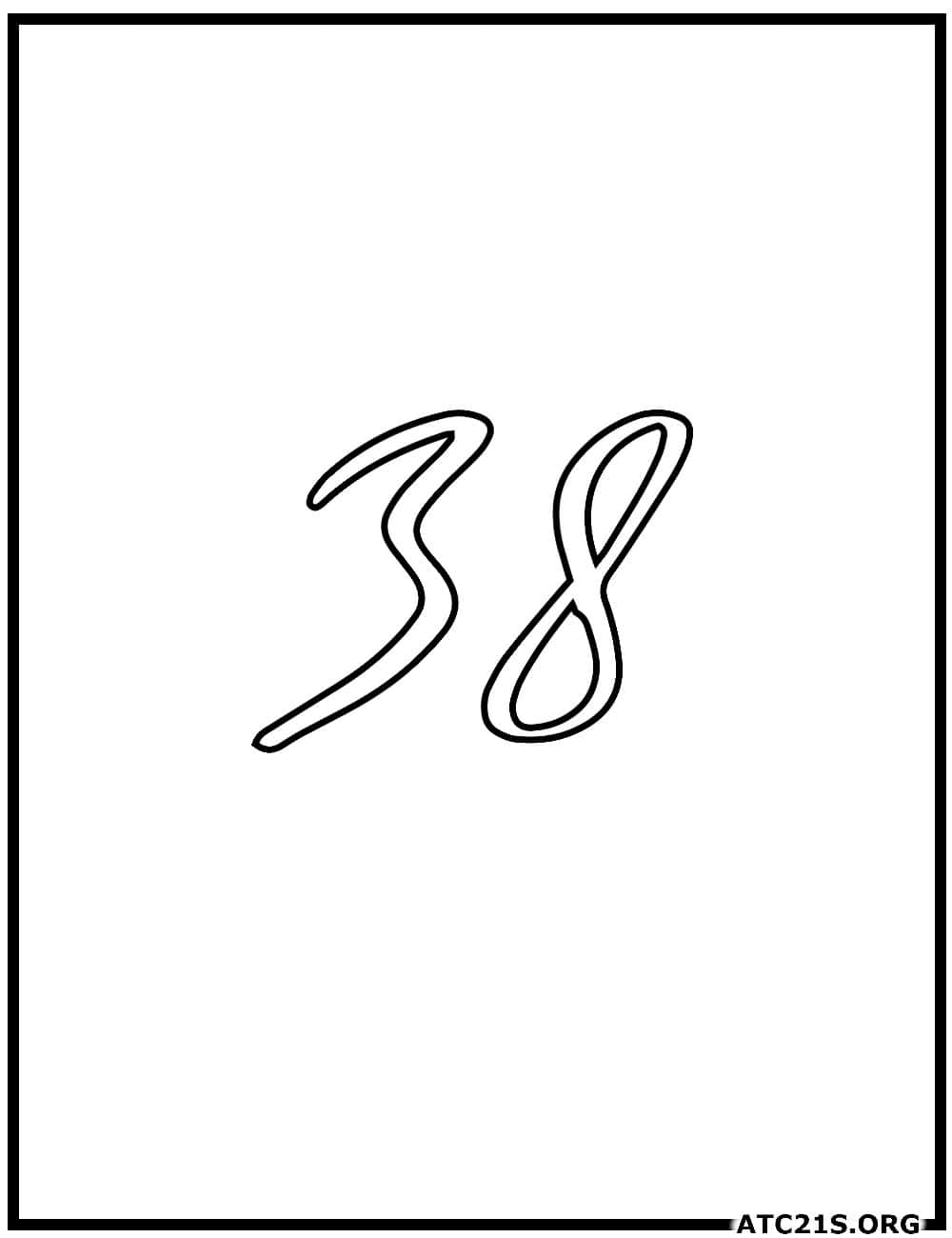Number 38 calligraphy coloring page