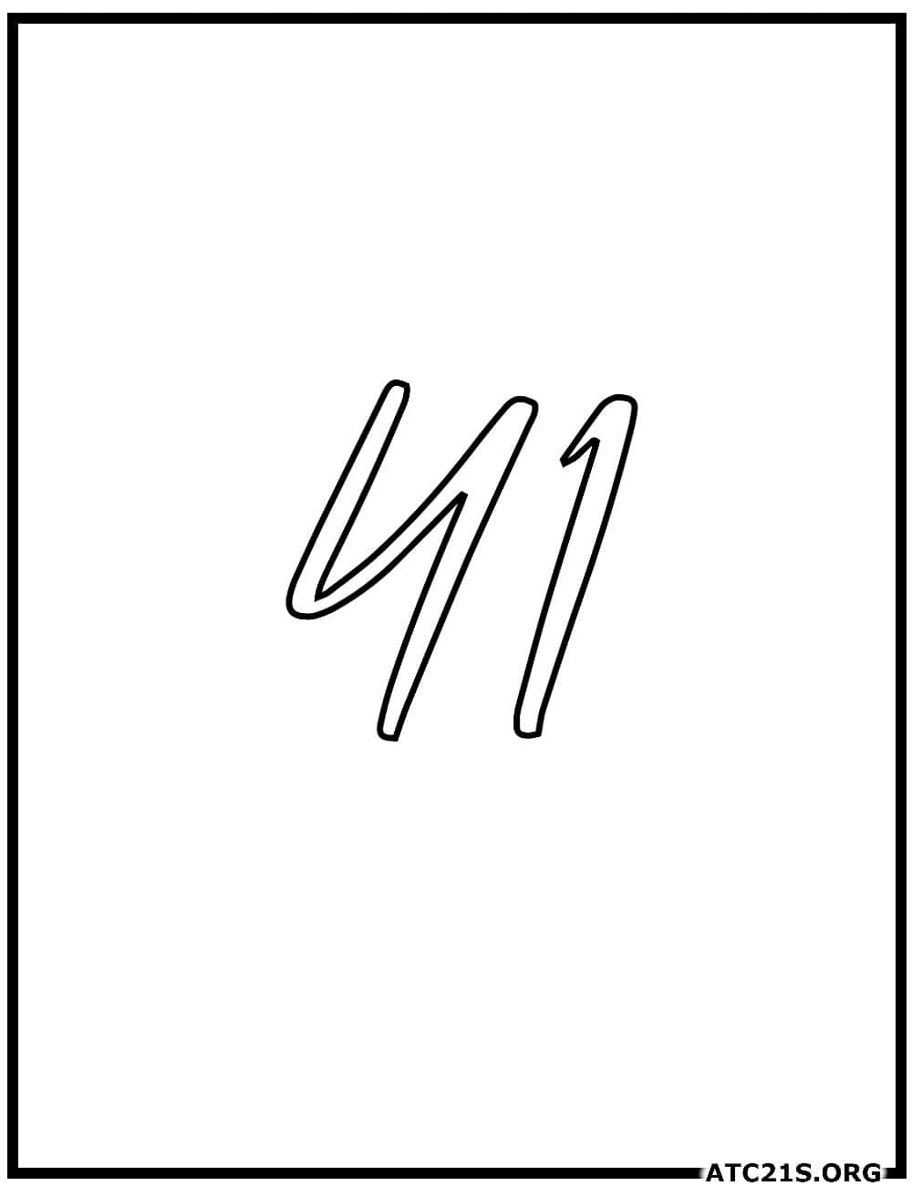 Number 41 calligraphy coloring page