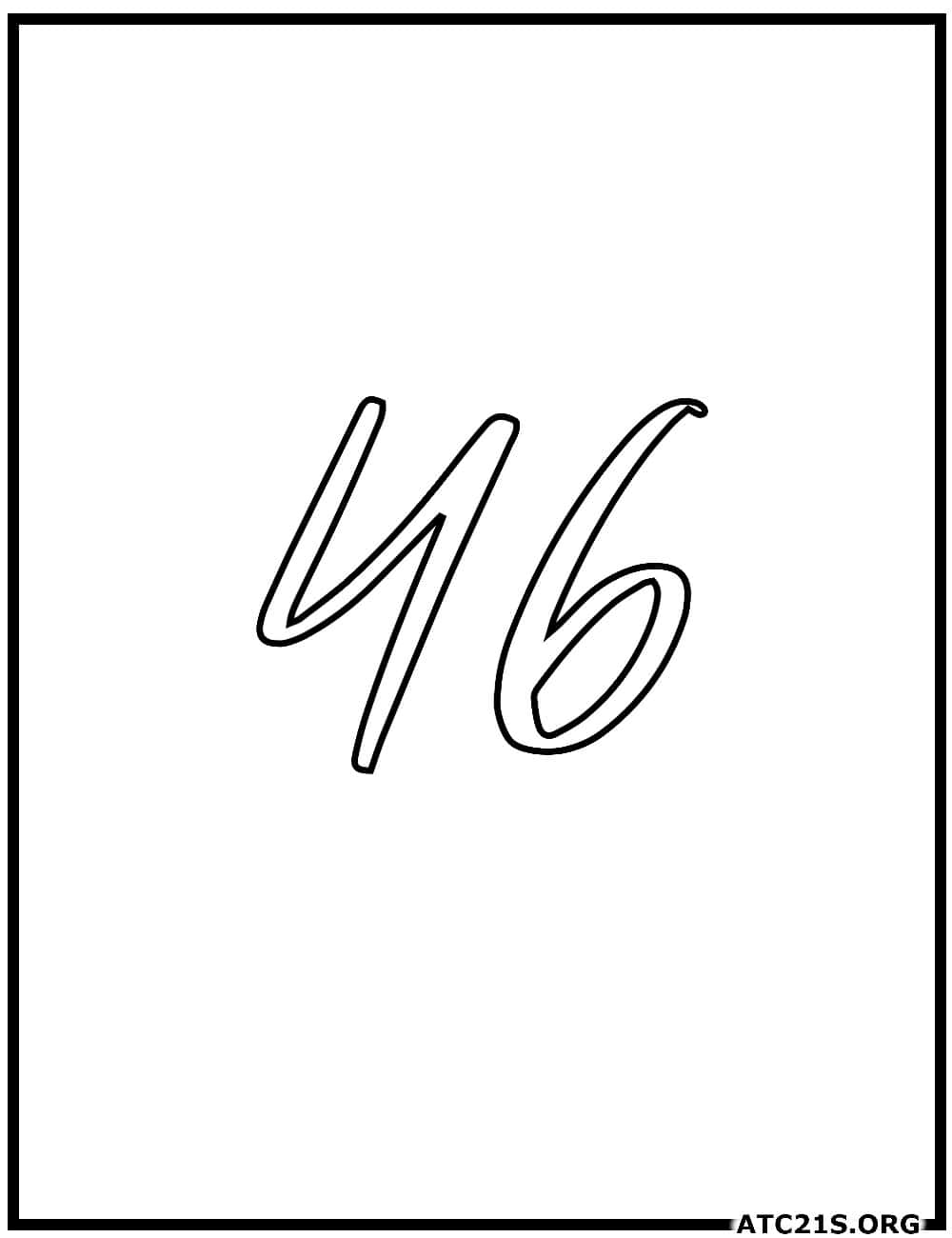 Number 46 calligraphy coloring page