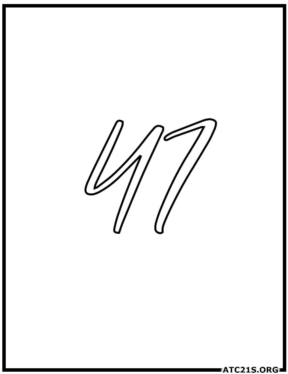 Number 47 calligraphy coloring page