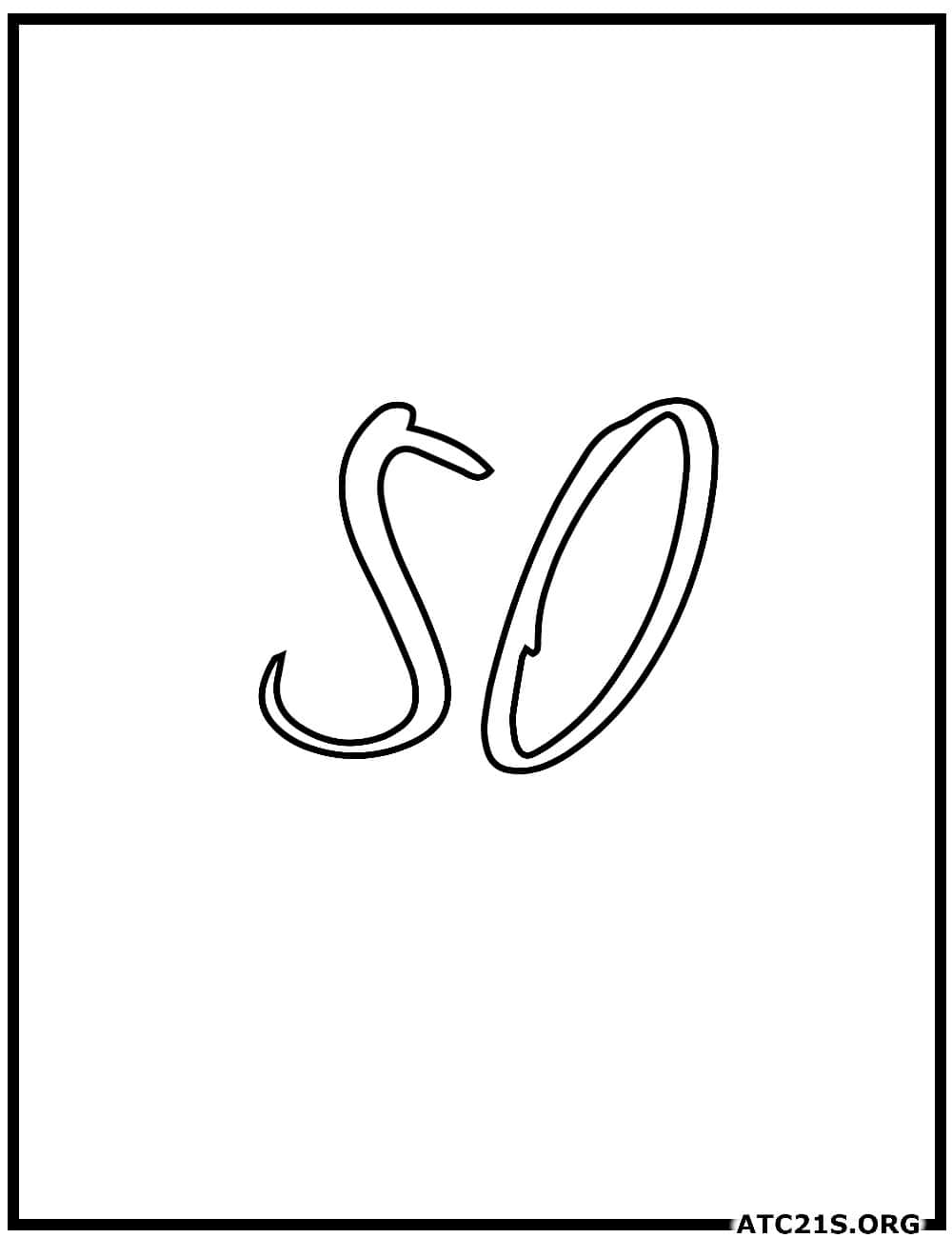 Number 50 calligraphy coloring page