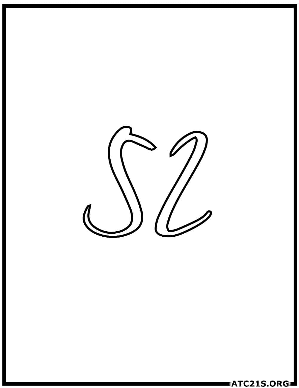 Number 52 calligraphy coloring page