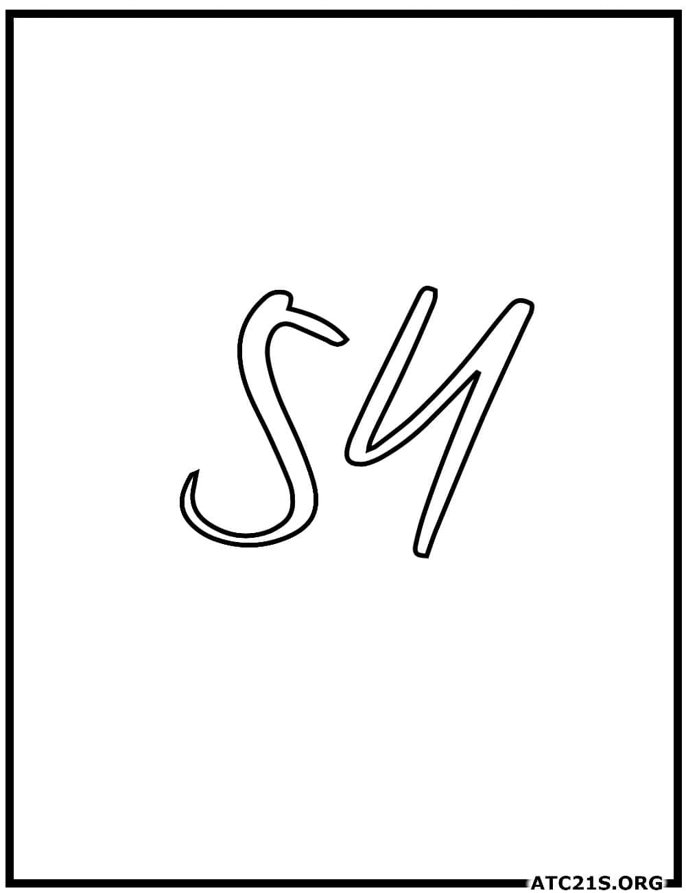 Number 54 calligraphy coloring page